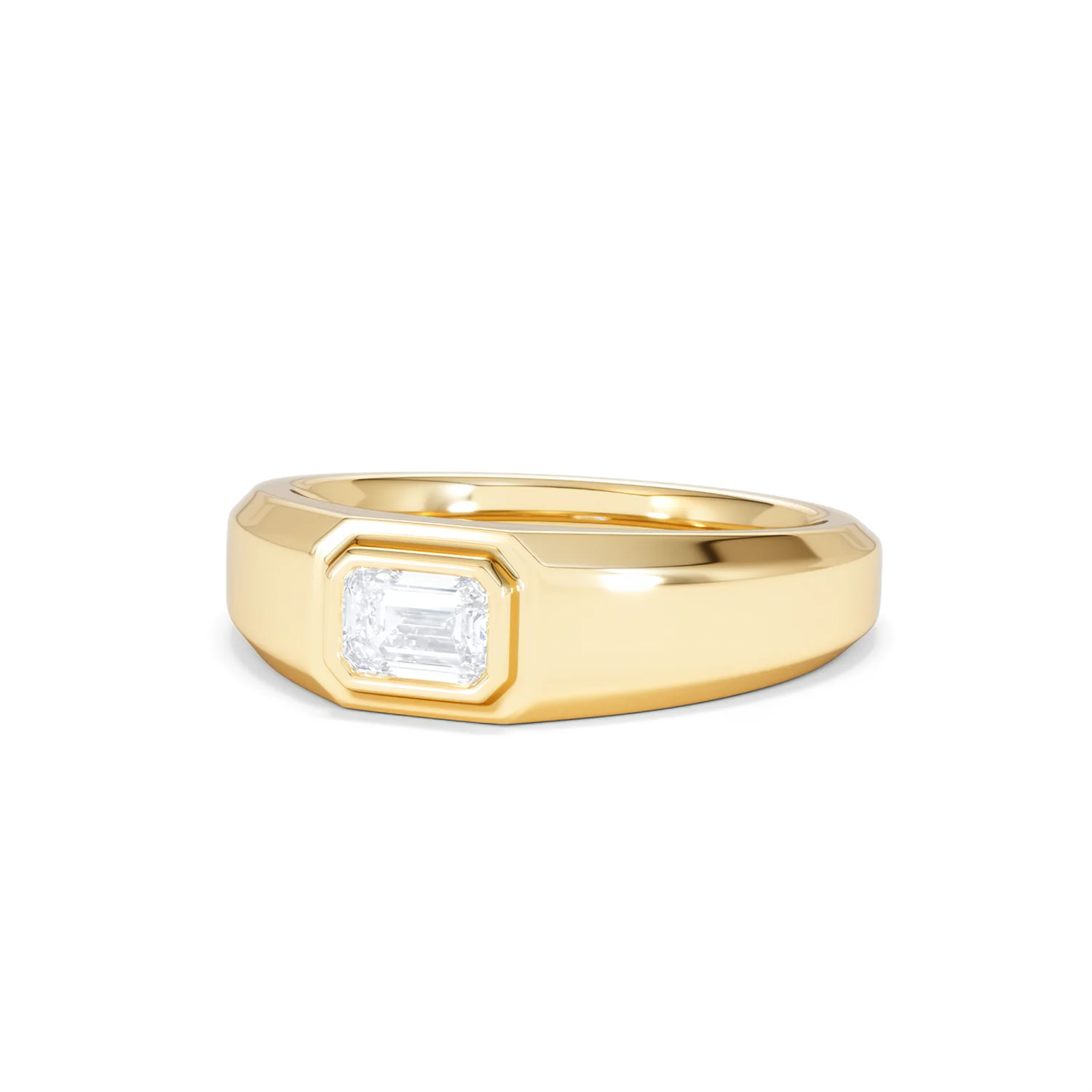 Axis Men's 0.50ct Emerald Cut Lab Diamond Signet Ring in 18K Gold Vermeil - Image 84