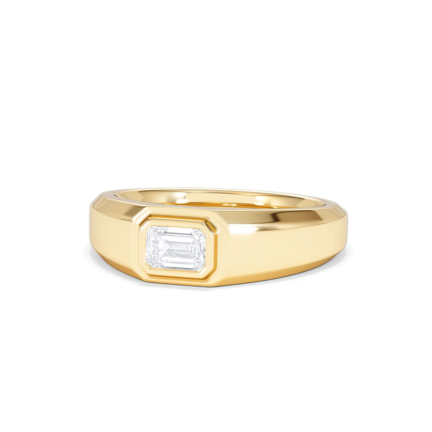 Axis Men's 0.50ct Emerald Cut Lab Diamond Signet Ring in 18K Gold Vermeil - Image 85