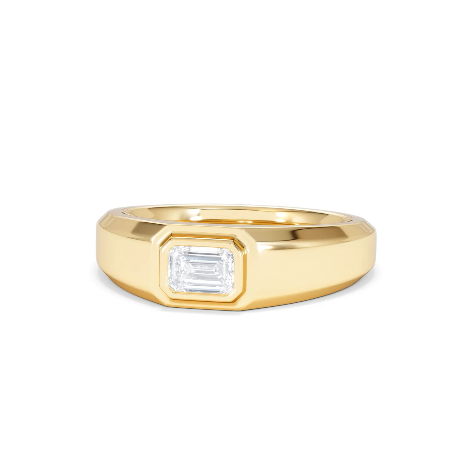 Axis Men's 0.50ct Emerald Cut Lab Diamond Signet Ring in 18K Gold Vermeil - Image 86