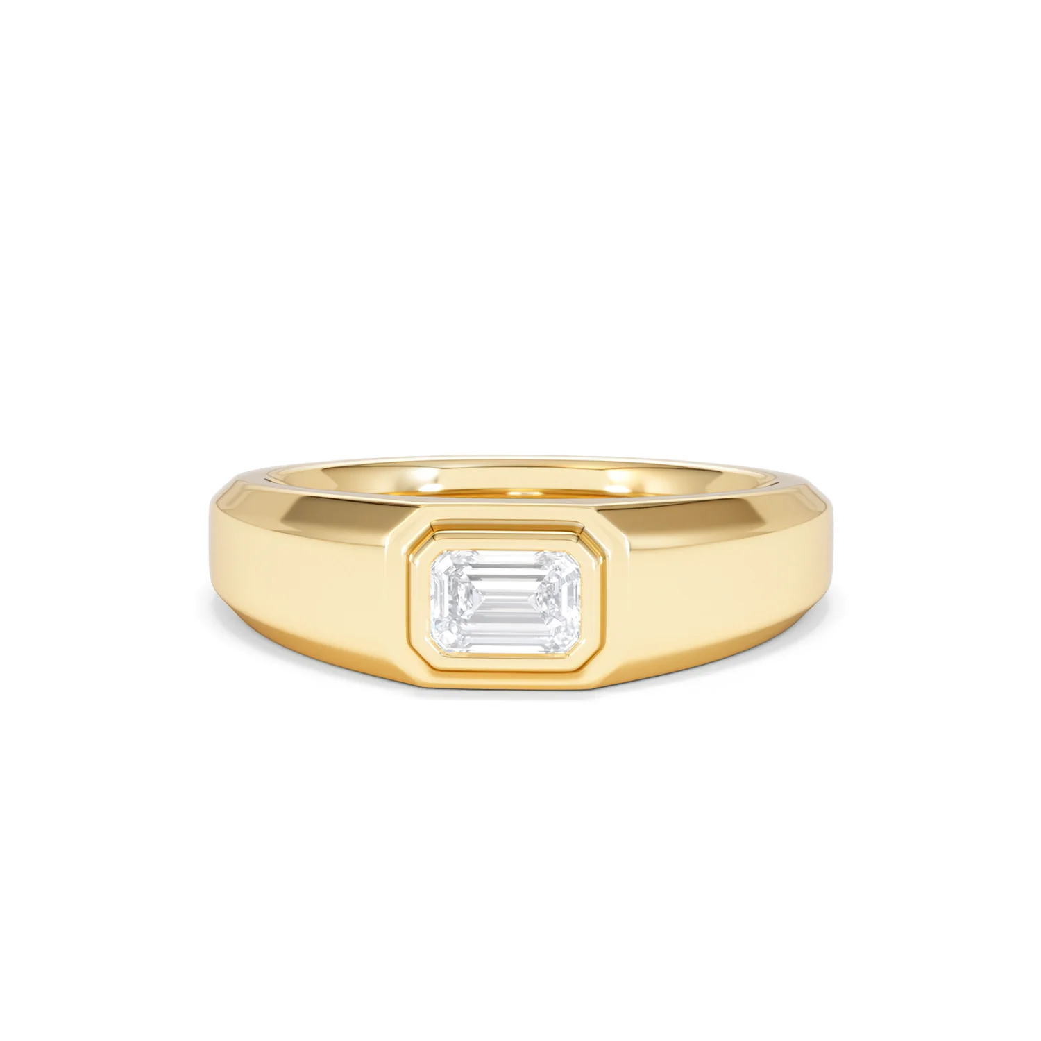 Axis Men's 0.50ct Emerald Cut Lab Diamond Signet Ring in 18K Gold Vermeil - Image 88