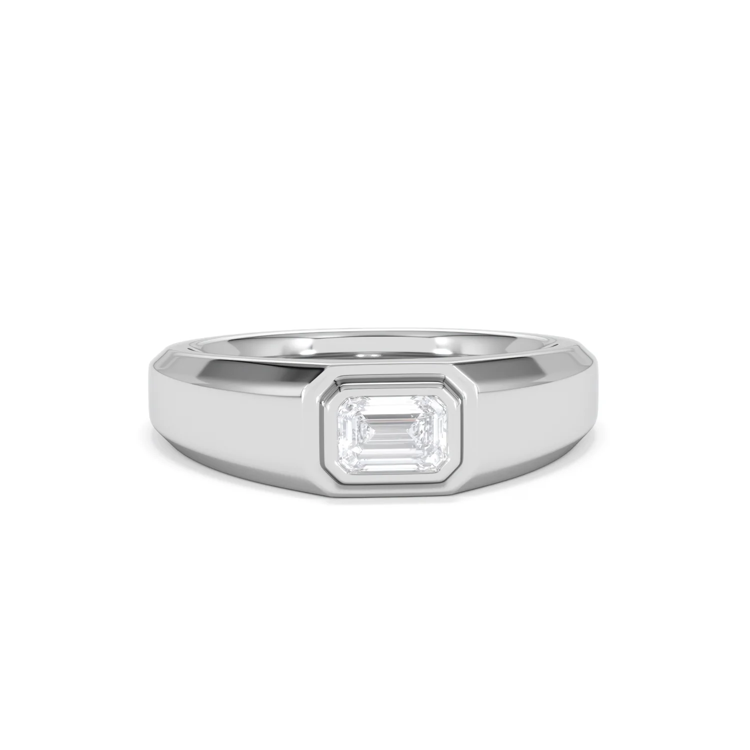 Axis Men's Lab Diamond Signet Ring 0.50ct Emerald Cut Set in 9k White Gold - Image 10