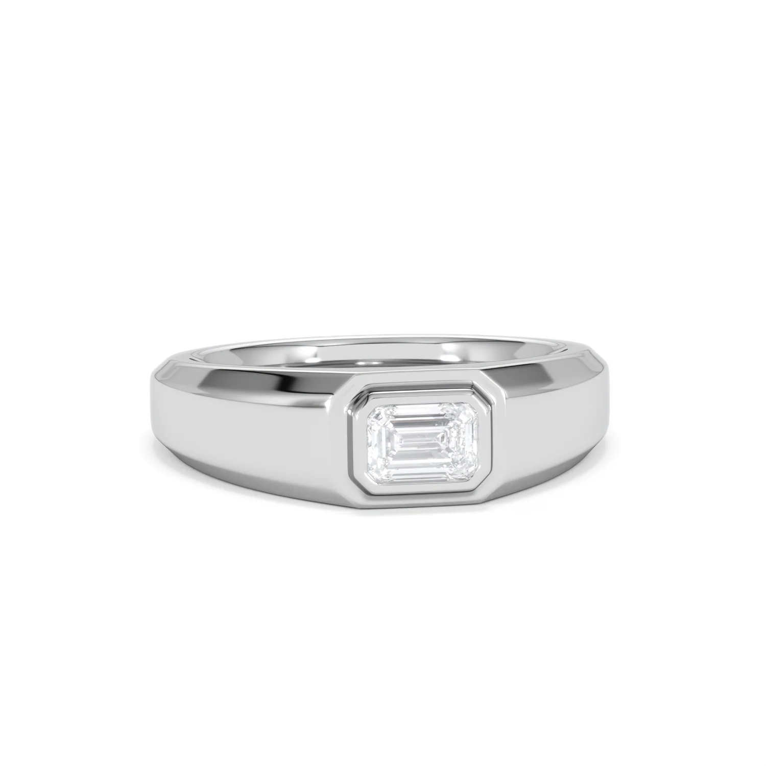 Axis Men's Lab Diamond Signet Ring 0.50ct Emerald Cut Set in 9k White Gold - Image 11