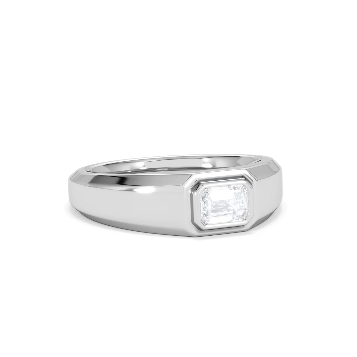 Axis Men's Lab Diamond Signet Ring 0.50ct Emerald Cut Set in 9k White Gold - Image 14