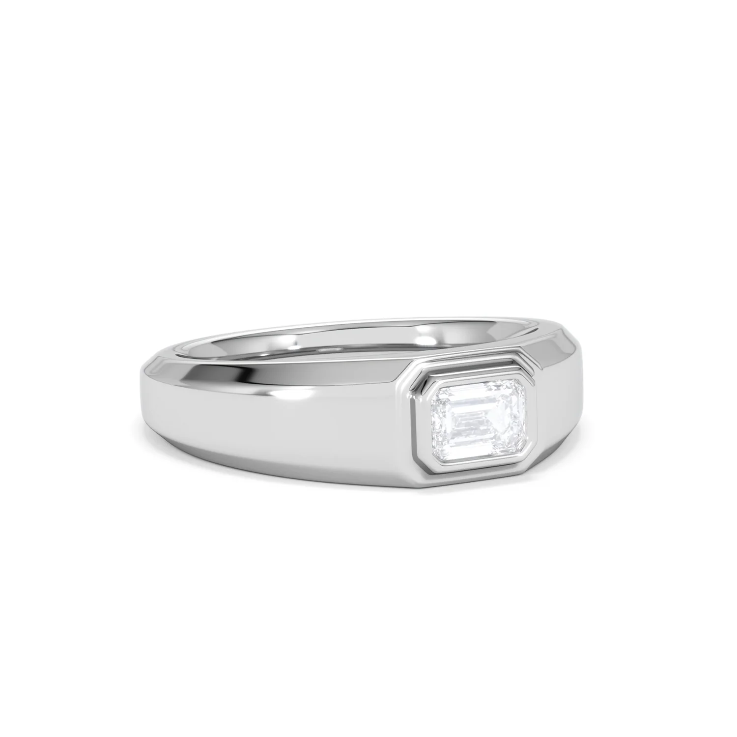 Axis Men's Lab Diamond Signet Ring 0.50ct Emerald Cut Set in 9k White Gold - Image 15