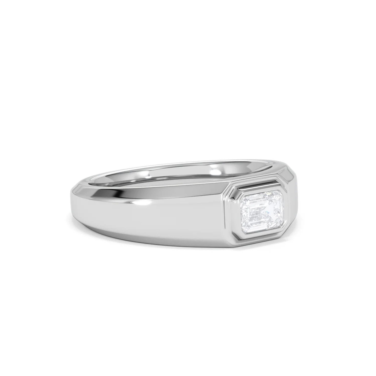 Axis Men's Lab Diamond Signet Ring 0.50ct Emerald Cut Set in 9k White Gold - Image 17