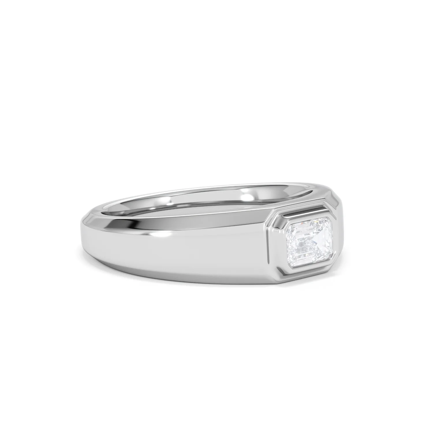 Axis Men's Lab Diamond Signet Ring 0.50ct Emerald Cut Set in 9k White Gold - Image 18
