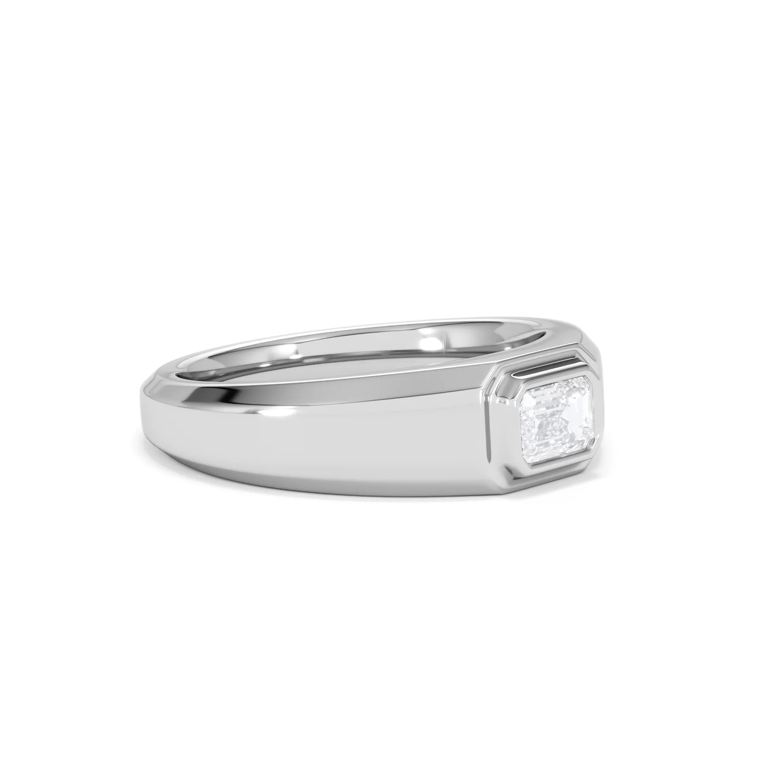 Axis Men's Lab Diamond Signet Ring 0.50ct Emerald Cut Set in 9k White Gold - Image 19