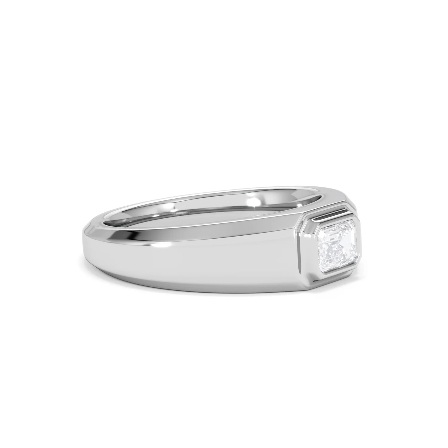 Axis Men's Lab Diamond Signet Ring 0.50ct Emerald Cut Set in 9k White Gold - Image 20