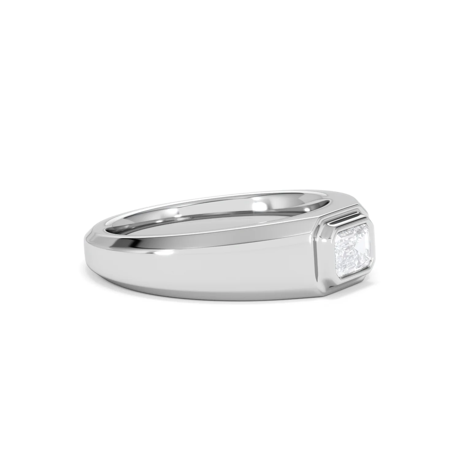 Axis Men's Lab Diamond Signet Ring 0.50ct Emerald Cut Set in 9k White Gold - Image 21