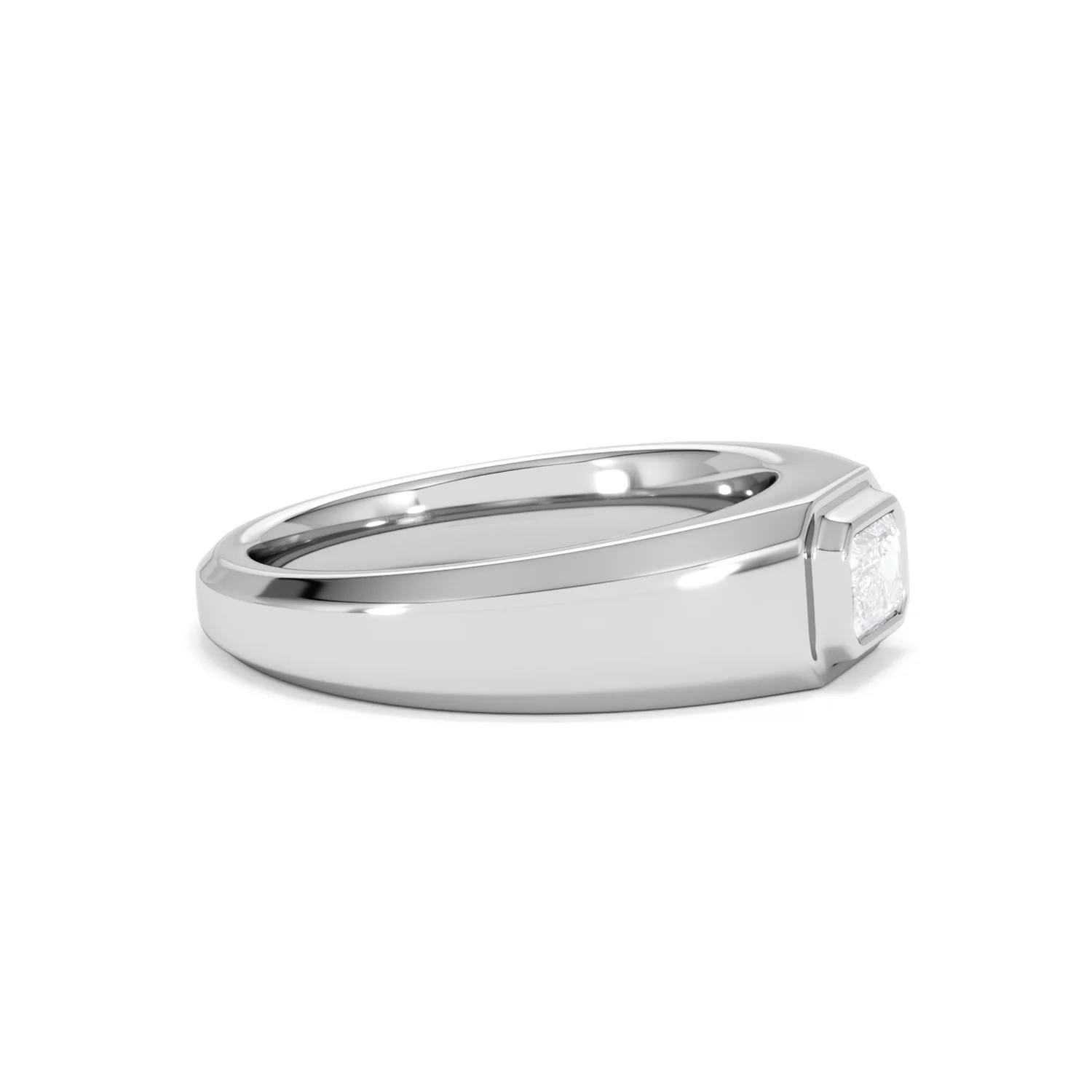 Axis Men's Lab Diamond Signet Ring 0.50ct Emerald Cut Set in 9k White Gold - Image 24