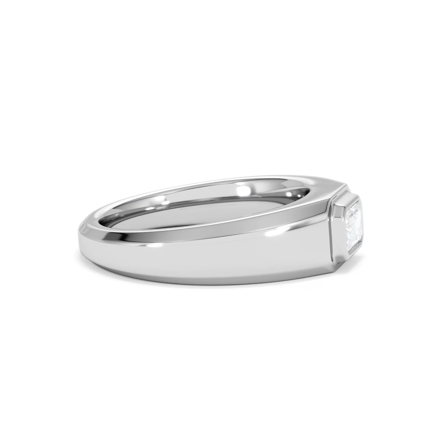 Axis Men's Lab Diamond Signet Ring 0.50ct Emerald Cut Set in 9k White Gold - Image 25
