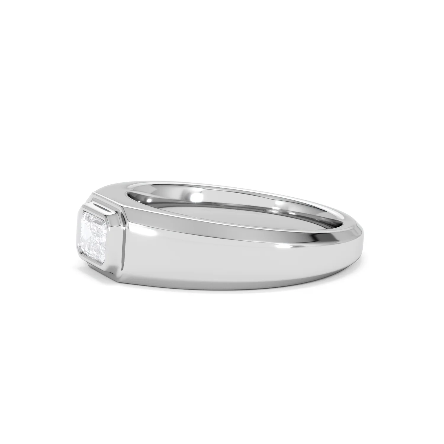 Axis Men's Lab Diamond Signet Ring 0.50ct Emerald Cut Set in 9k White Gold - Image 75