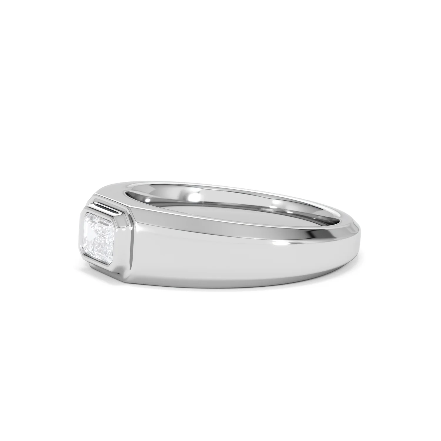 Axis Men's Lab Diamond Signet Ring 0.50ct Emerald Cut Set in 9k White Gold - Image 76