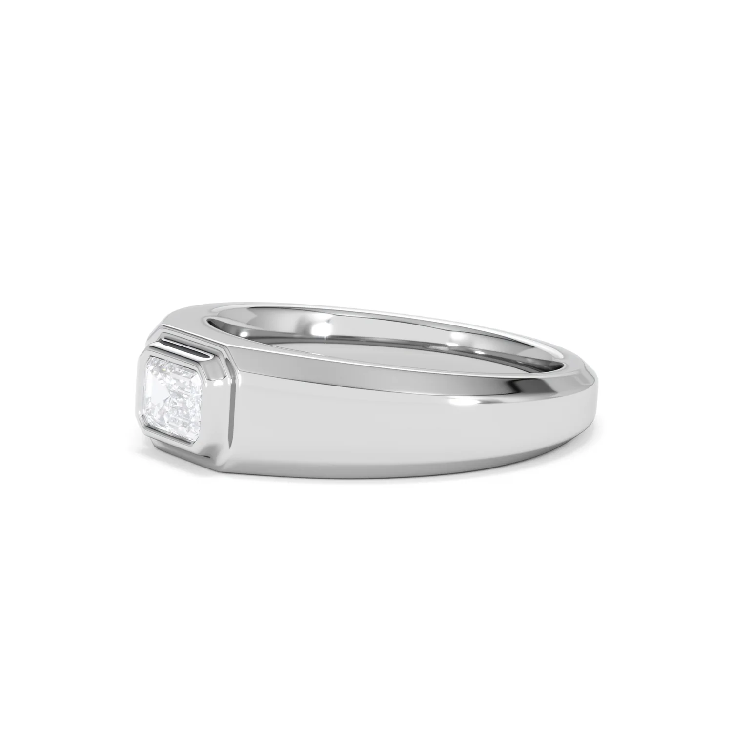 Axis Men's Lab Diamond Signet Ring 0.50ct Emerald Cut Set in 9k White Gold - Image 77