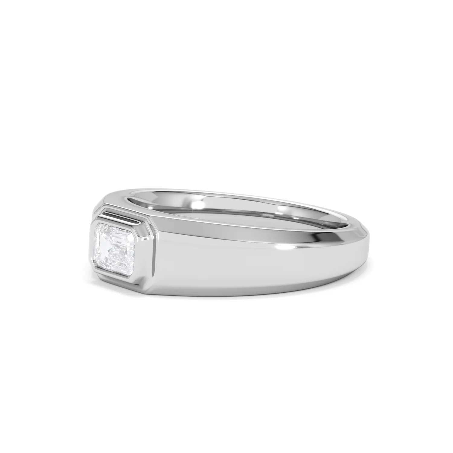 Axis Men's Lab Diamond Signet Ring 0.50ct Emerald Cut Set in 9k White Gold - Image 78