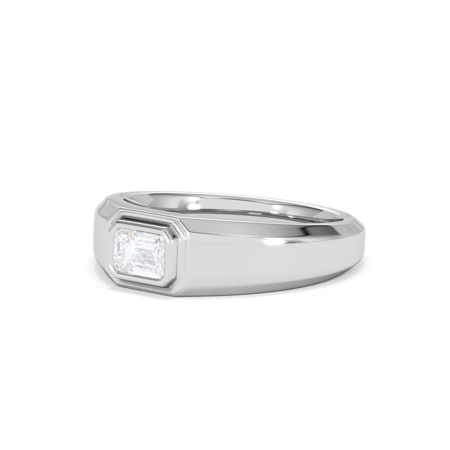Axis Men's Lab Diamond Signet Ring 0.50ct Emerald Cut Set in 9k White Gold - Image 81