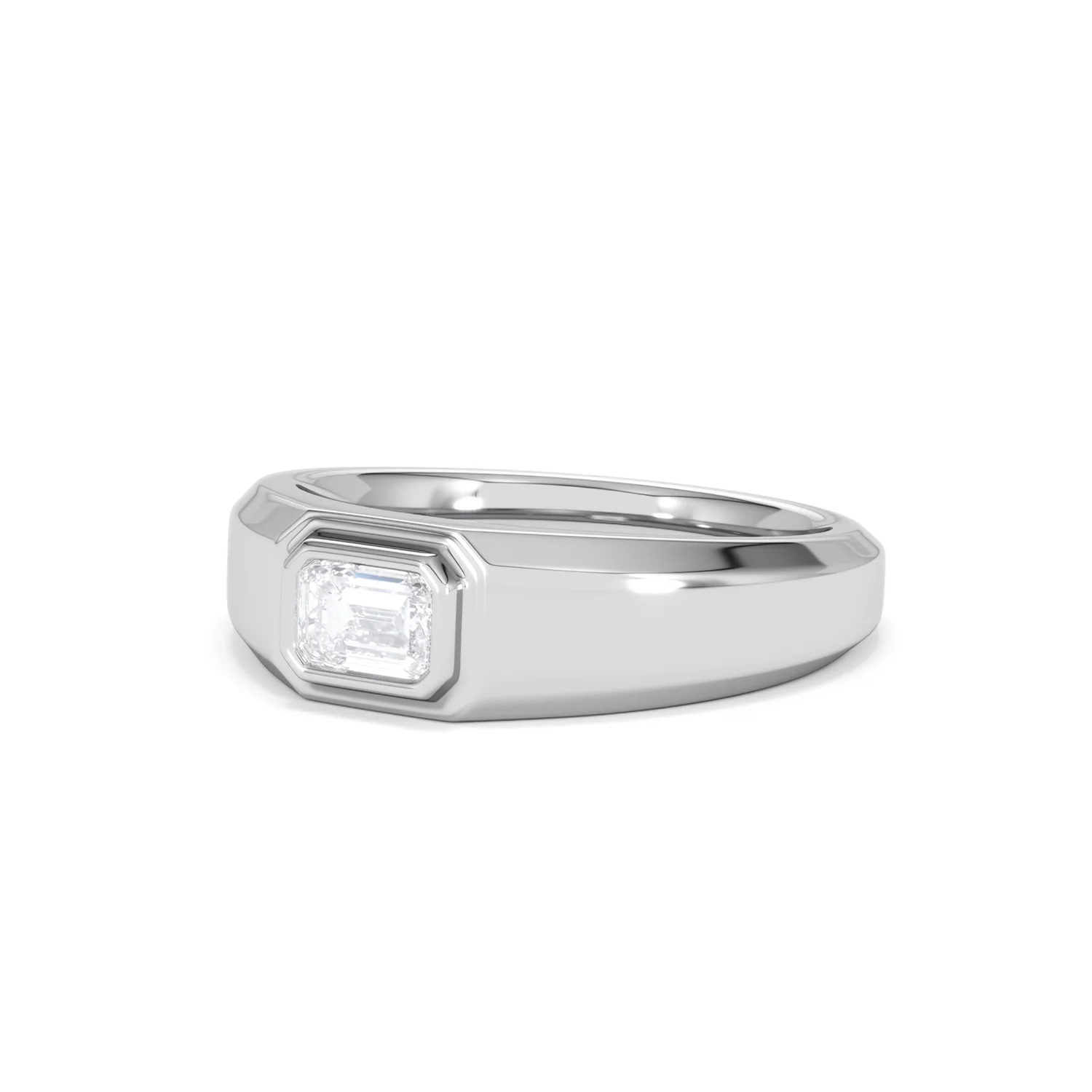 Axis Men's Lab Diamond Signet Ring 0.50ct Emerald Cut Set in 9k White Gold - Image 82