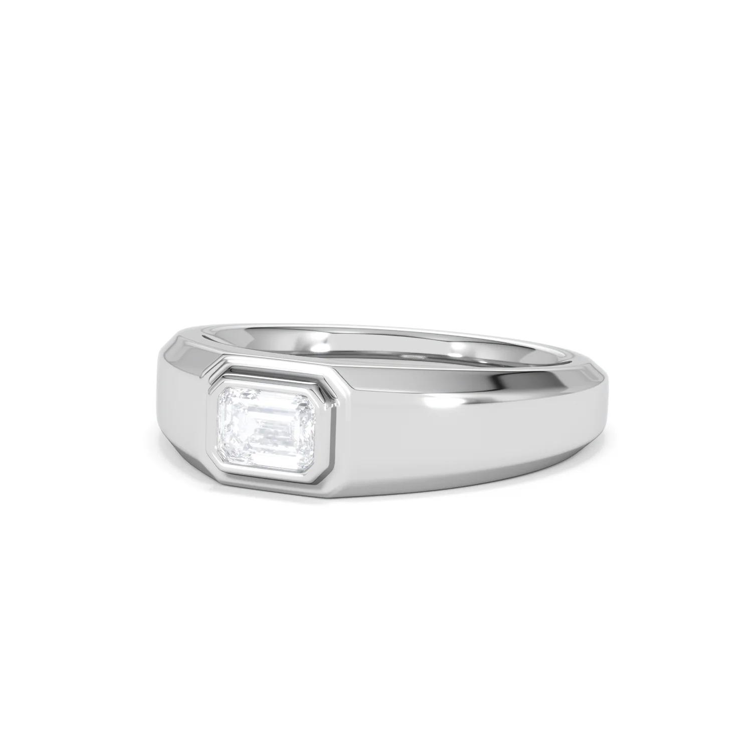 Axis Men's Lab Diamond Signet Ring 0.50ct Emerald Cut Set in 9k White Gold - Image 83