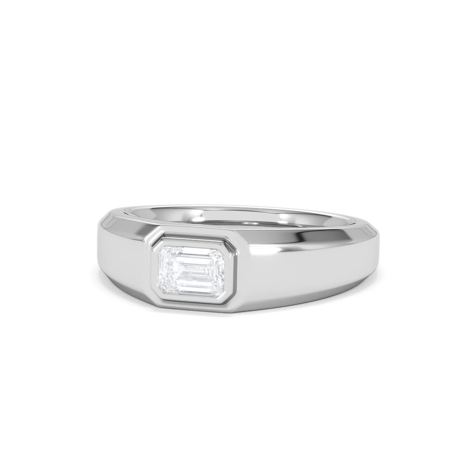 Axis Men's Lab Diamond Signet Ring 0.50ct Emerald Cut Set in 9k White Gold - Image 85