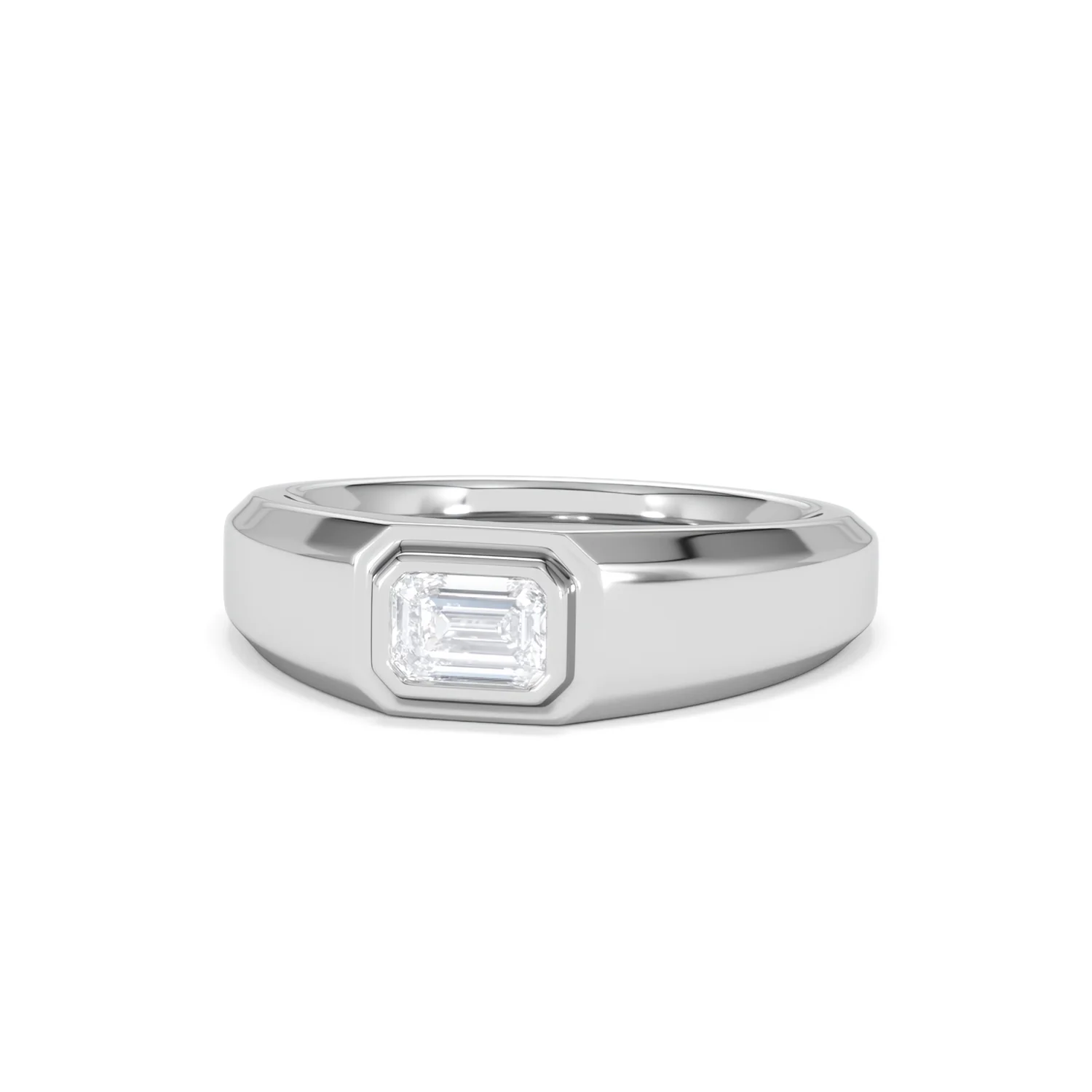 Axis Men's Lab Diamond Signet Ring 0.50ct Emerald Cut Set in 9k White Gold - Image 86