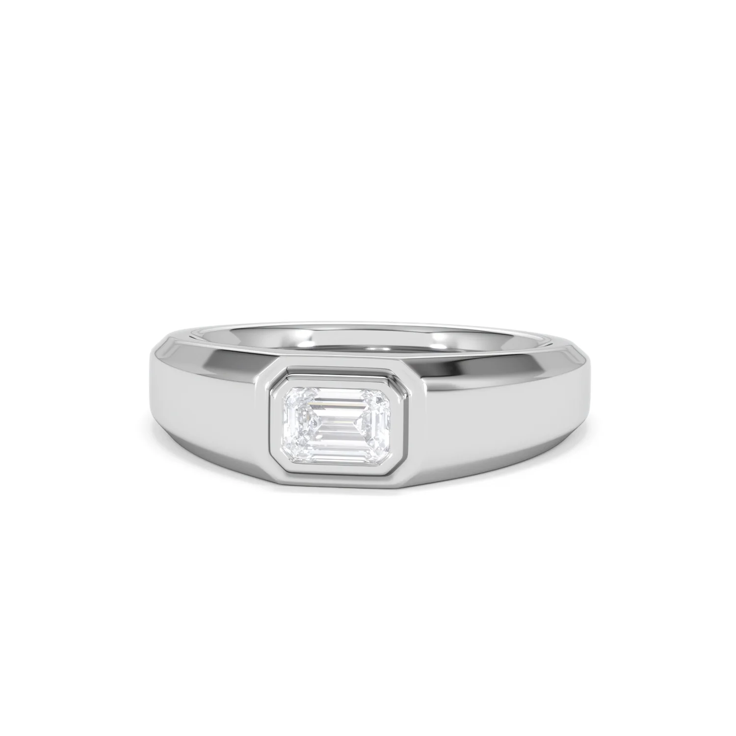 Axis Men's Lab Diamond Signet Ring 0.50ct Emerald Cut Set in 9k White Gold - Image 87