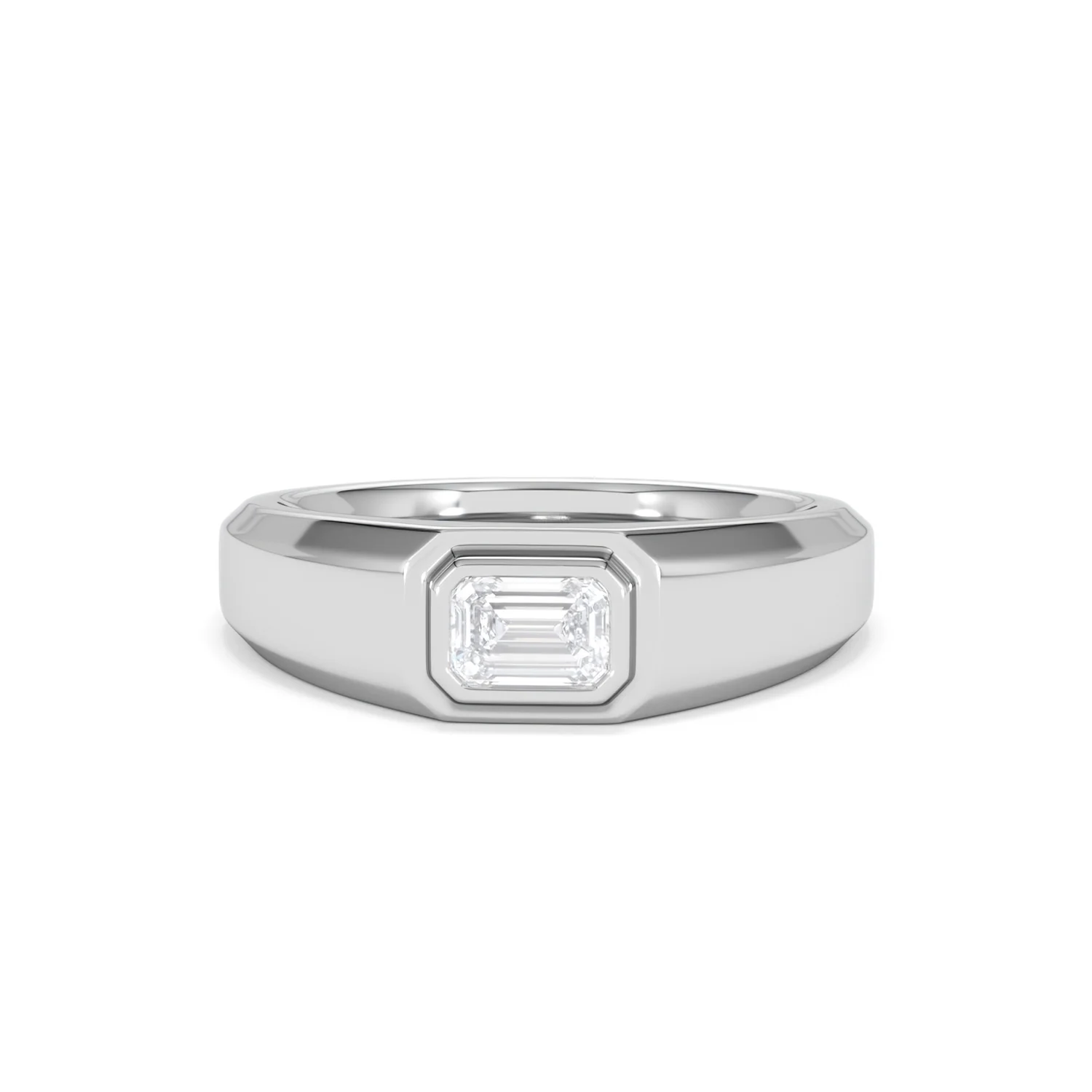 Axis Men's Lab Diamond Signet Ring 0.50ct Emerald Cut Set in 9k White Gold - Image 88