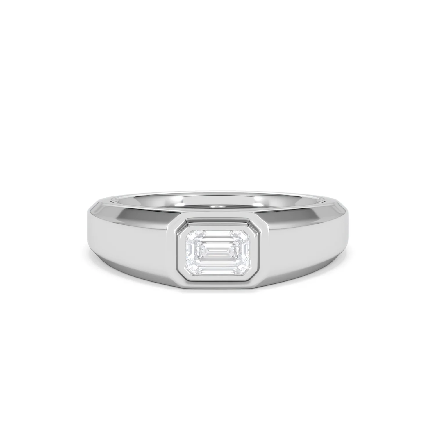 Axis Men's Lab Diamond Signet Ring 0.50ct Emerald Cut Set in 9k White Gold - Image 9