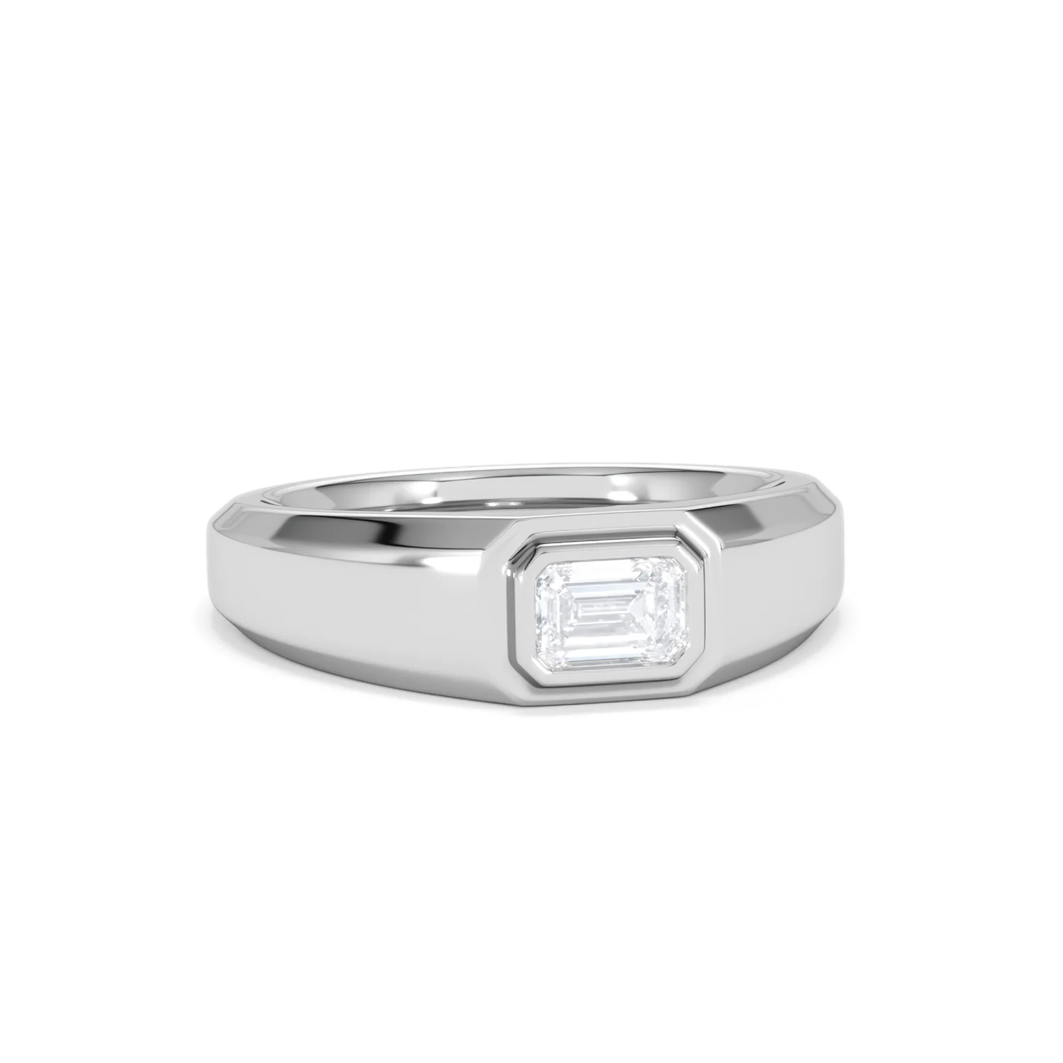 Axis Men's 0.50ct Emerald Cut Lab Diamond Signet Ring in Sterling Silver - Image 12
