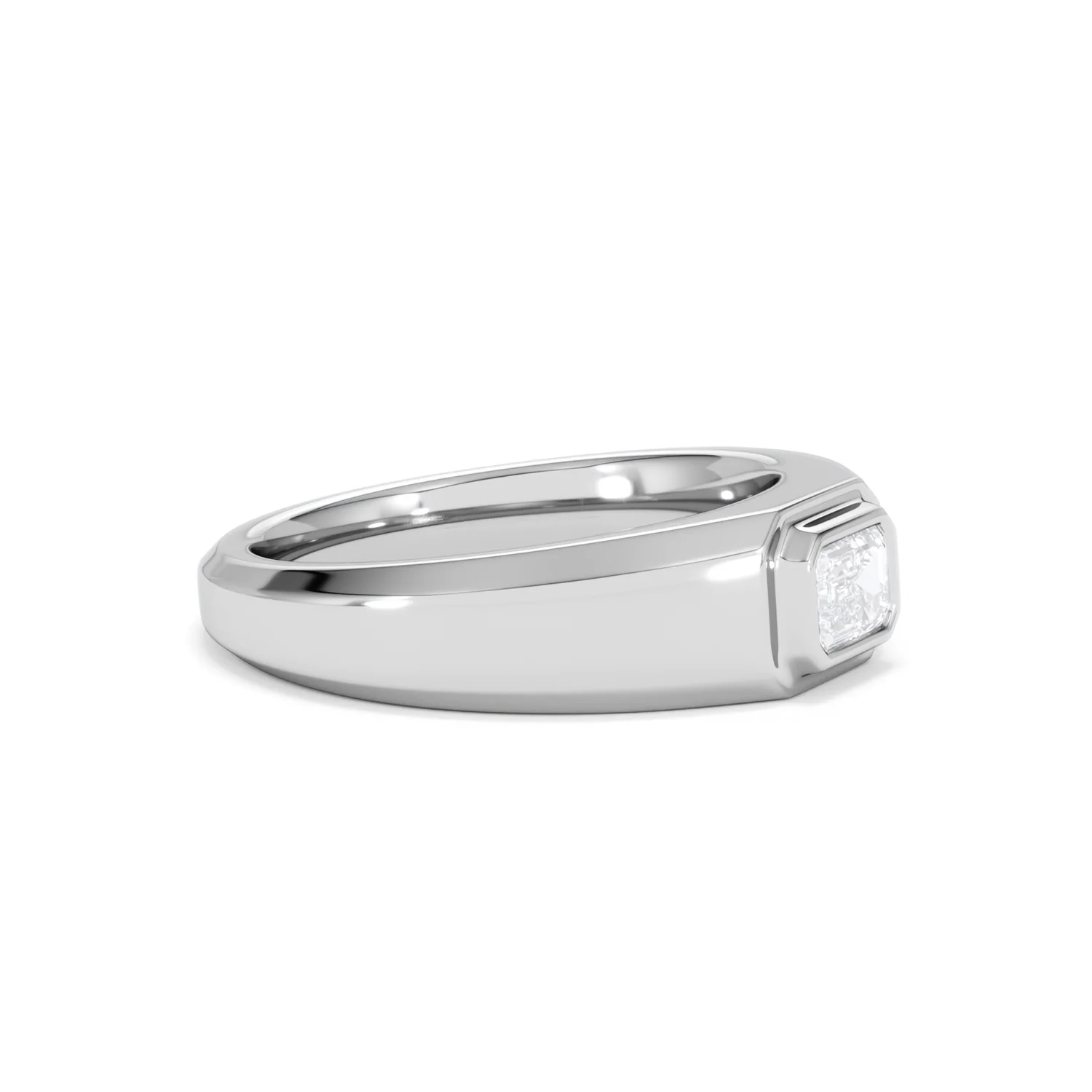 Axis Men's 0.50ct Emerald Cut Lab Diamond Signet Ring in Sterling Silver - Image 22
