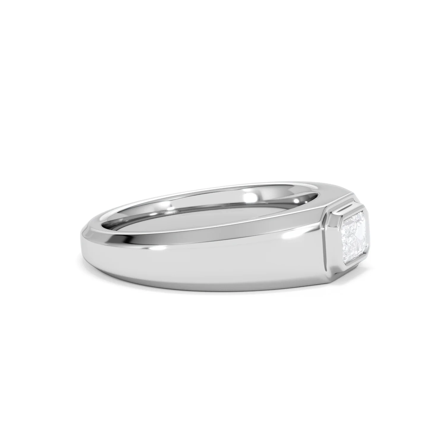 Axis Men's 0.50ct Emerald Cut Lab Diamond Signet Ring in Sterling Silver - Image 23