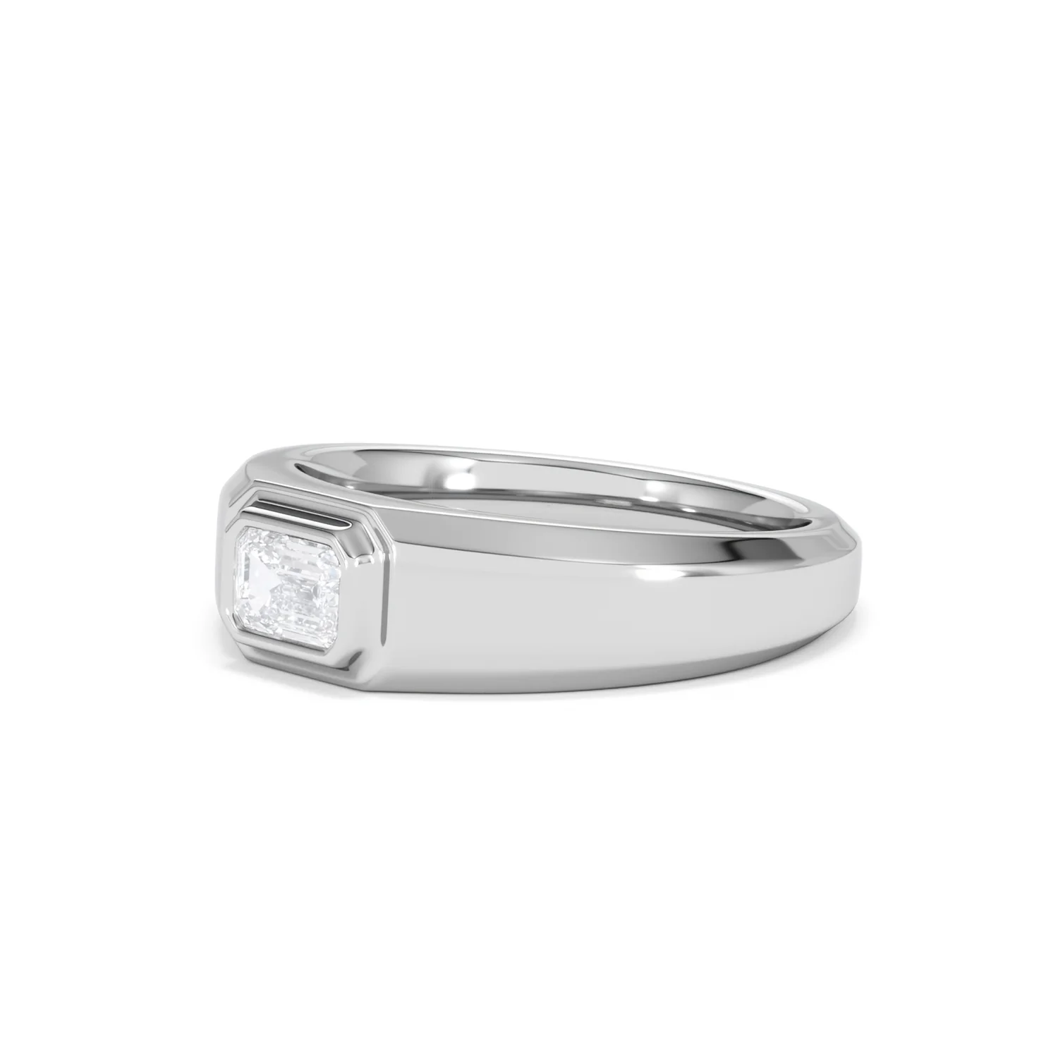 Axis Men's 0.50ct Emerald Cut Lab Diamond Signet Ring in Sterling Silver - Image 79