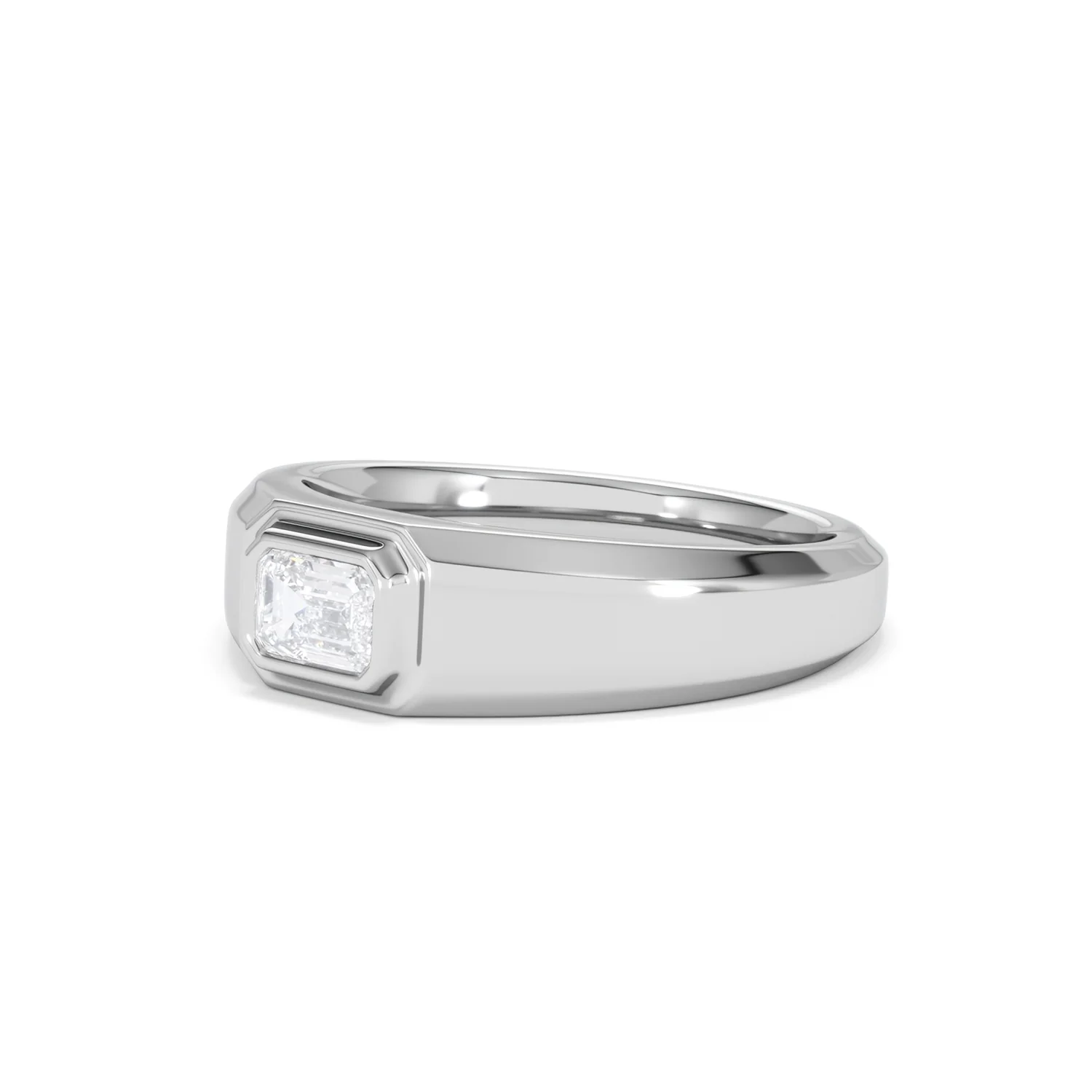 Axis Men's 0.50ct Emerald Cut Lab Diamond Signet Ring in Sterling Silver - Image 80