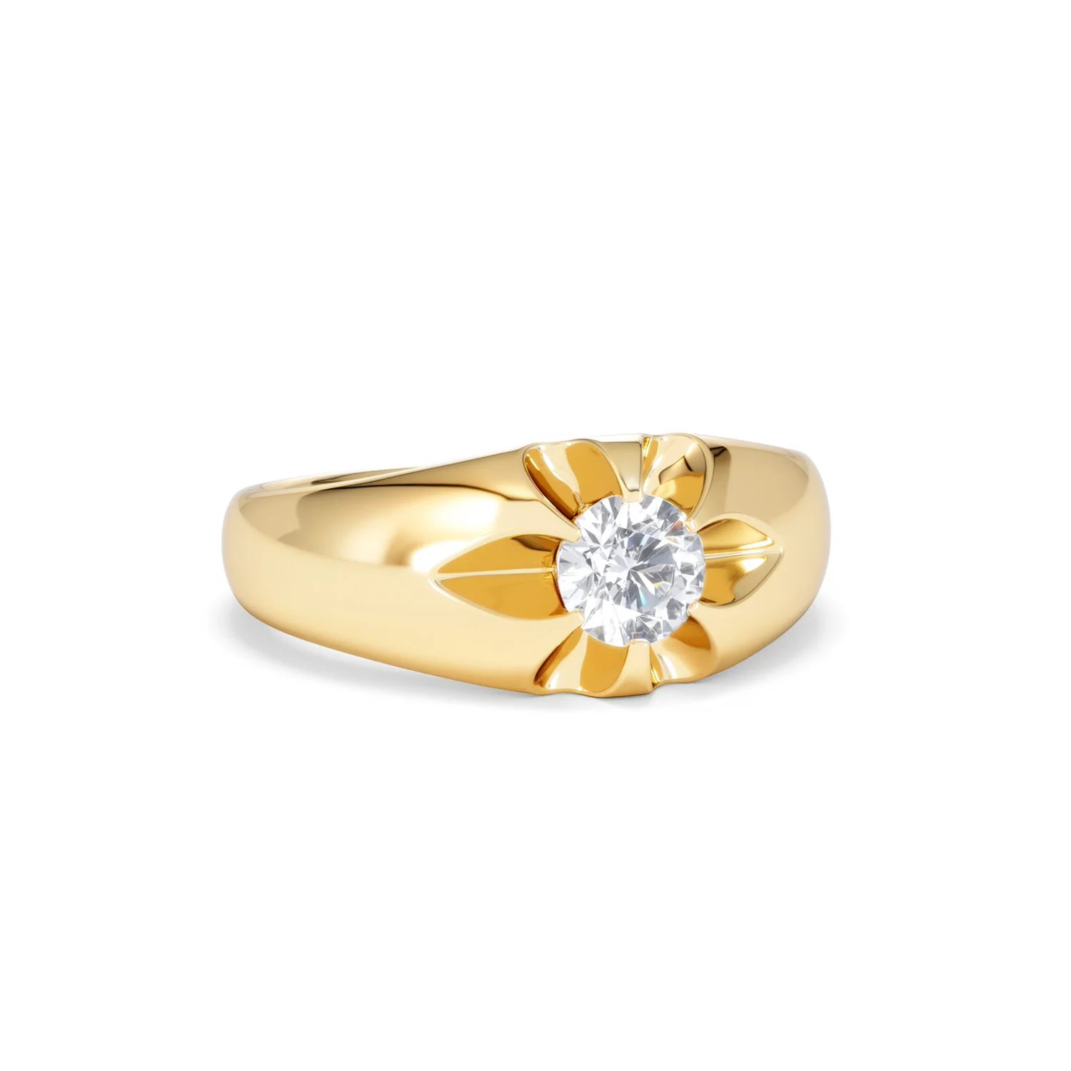 Men's Lab Diamond Signet Ring 0.50ct Round Cut in 18K Gold Vermeil - Image 12