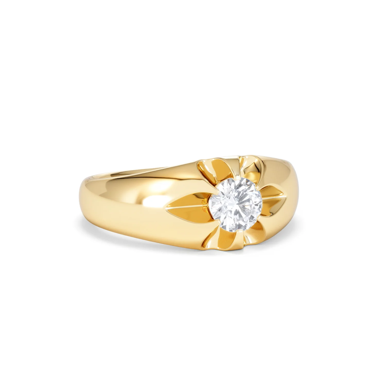 Men's Lab Diamond Signet Ring 0.50ct Round Cut in 18K Gold Vermeil - Image 13