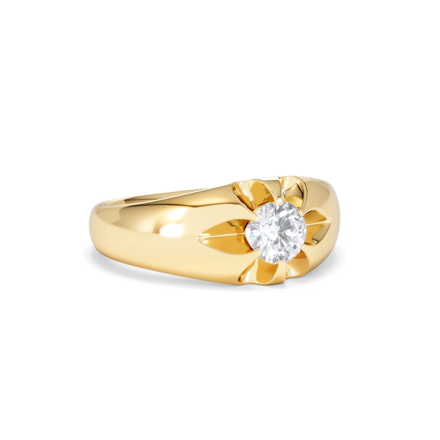 Men's Lab Diamond Signet Ring 0.50ct Round Cut in 18K Gold Vermeil - Image 14