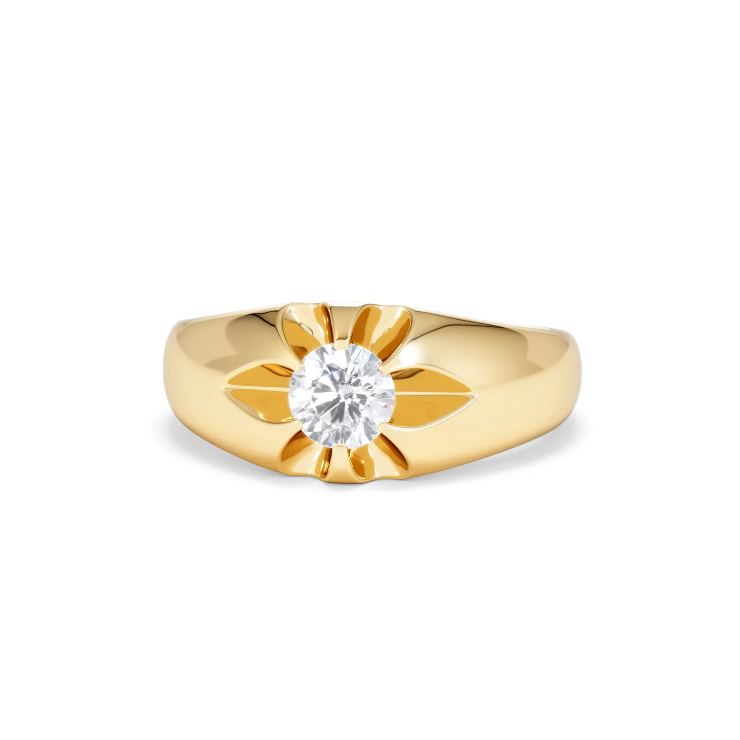 Men's Lab Diamond Signet Ring 0.50ct Round Cut in 18K Gold Vermeil - Image 86