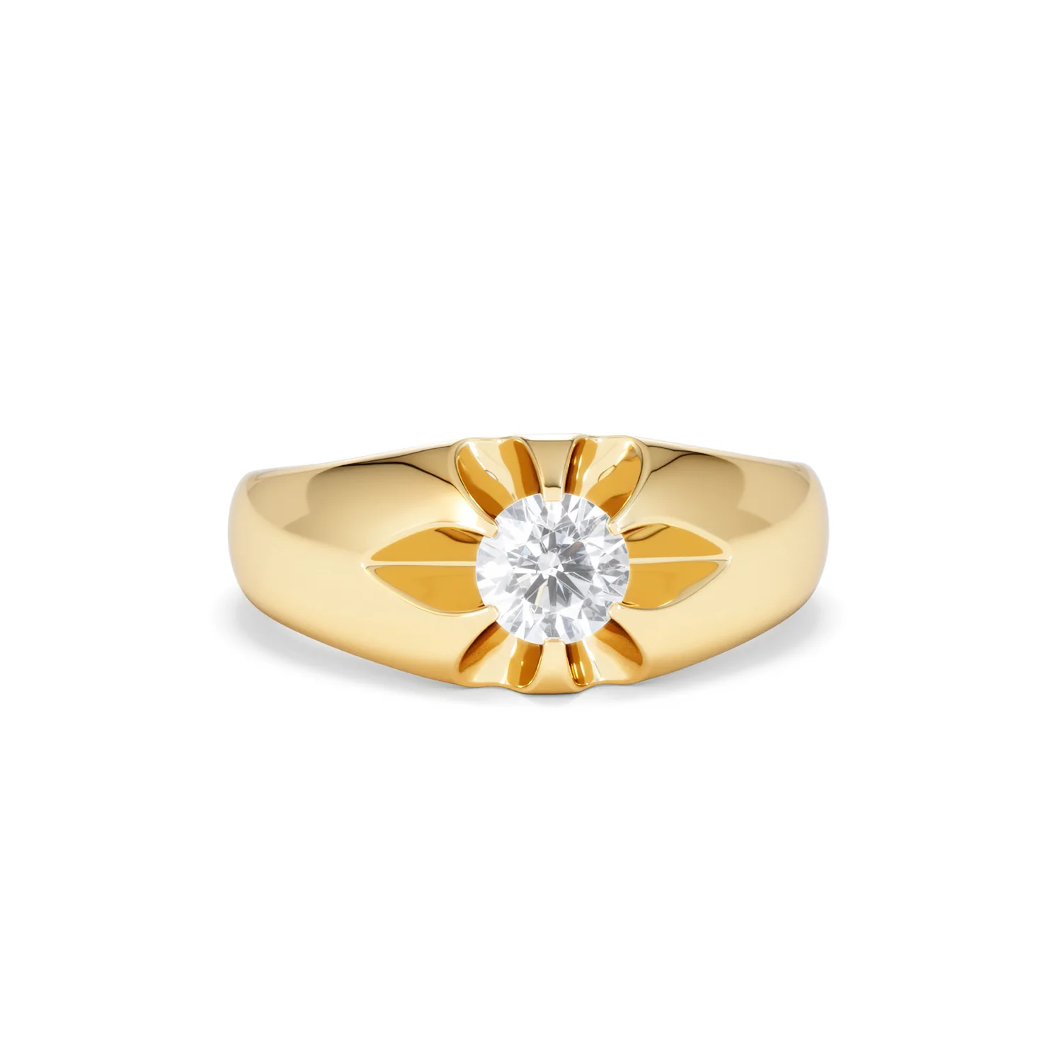 Men's Lab Diamond Signet Ring 0.50ct Round Cut in 18K Gold Vermeil - Image 9
