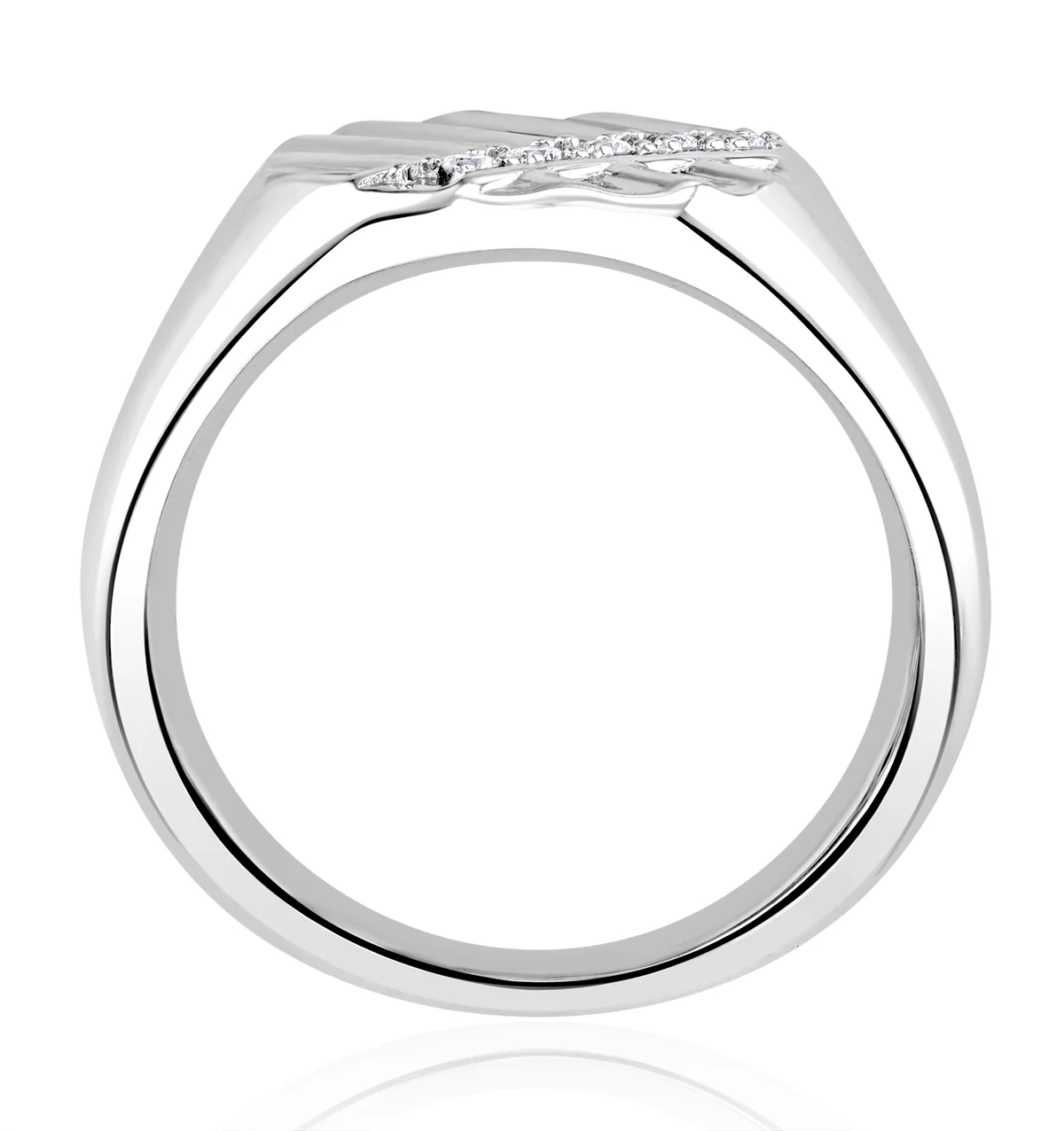 Mens Lab Diamond Signet Ring 0.07ct H/Si in 925 Silver - Image 3