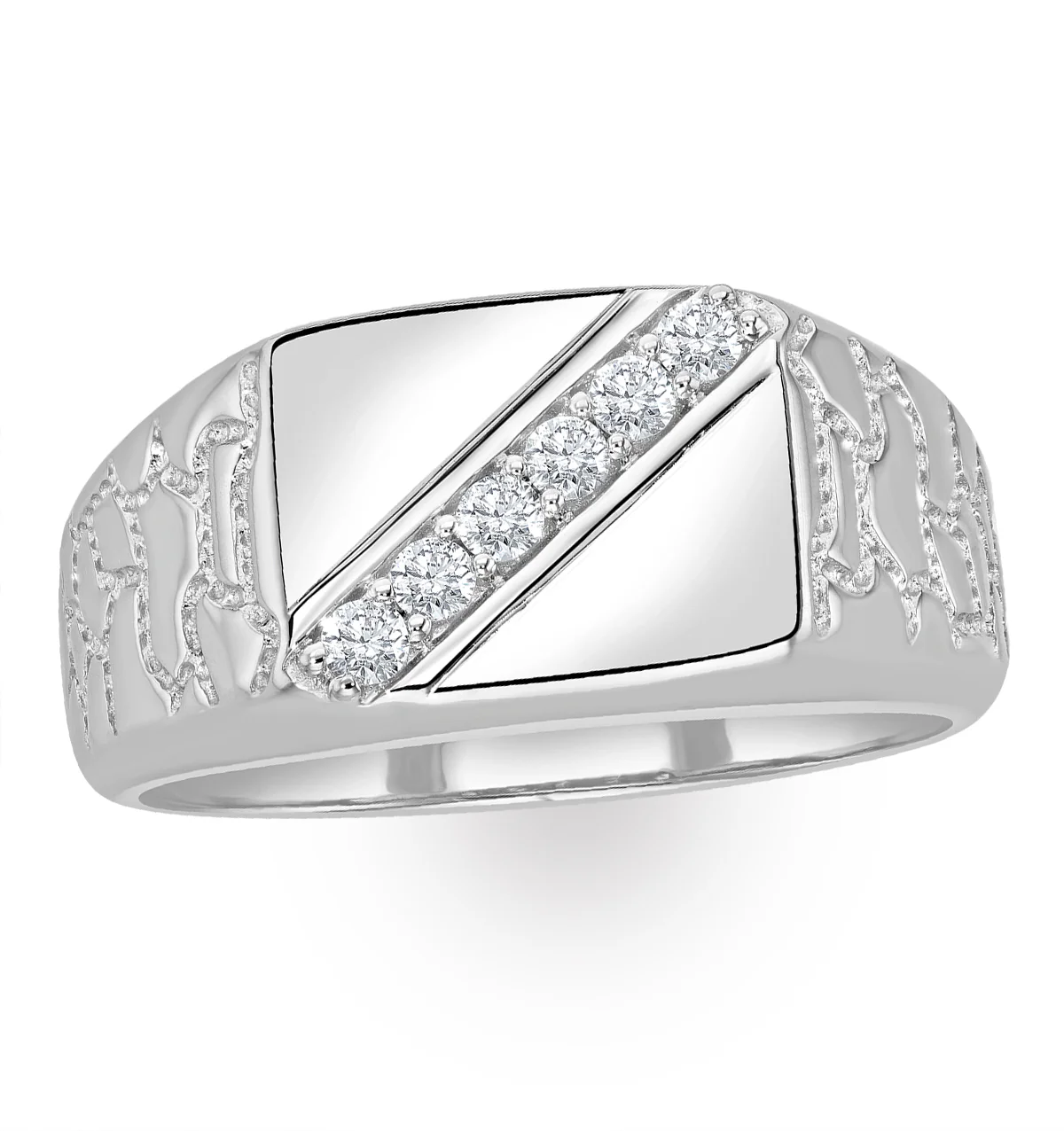 Mens Lab Diamond Signet Ring 0.25ct H/Si in Sterling Silver - Image 3