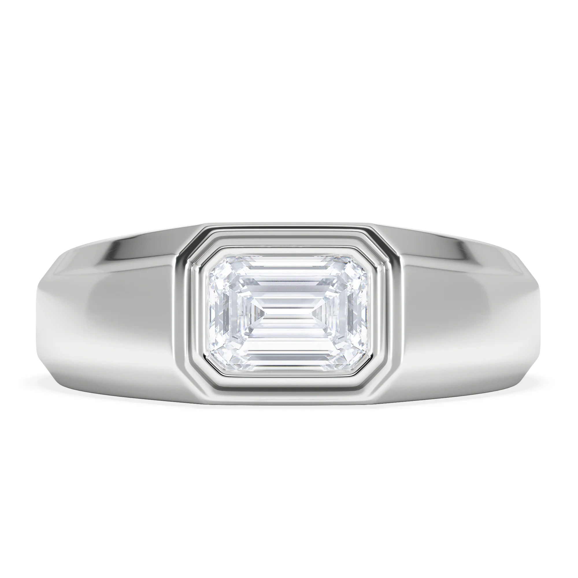 Axis Men's Lab Diamond Signet Ring 1.00ct Emerald Cut Set in 9k White Gold - Image 7