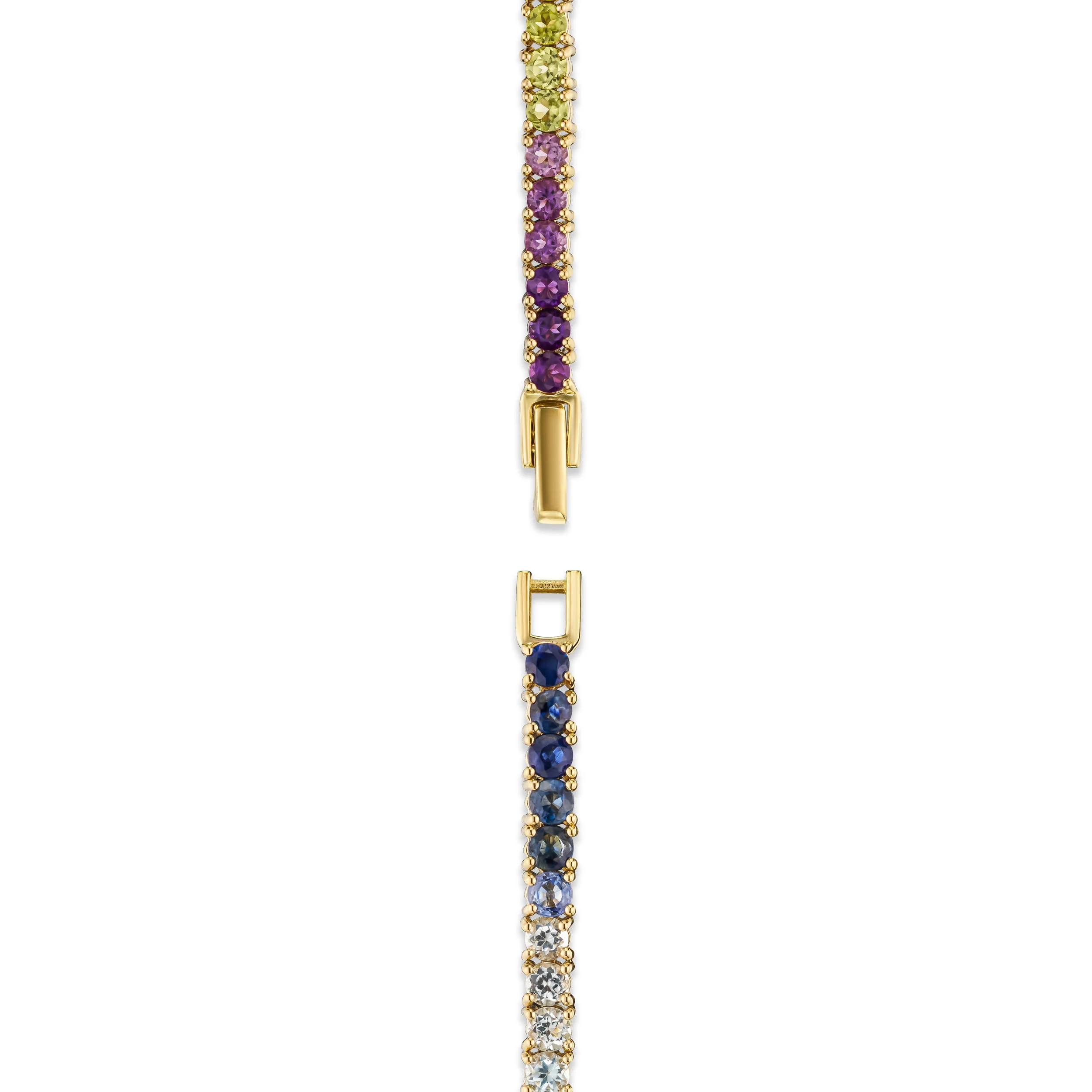 Mens Rainbow Gem Stones Bracelet 10ct Set in 9K Yellow Gold - Image 7