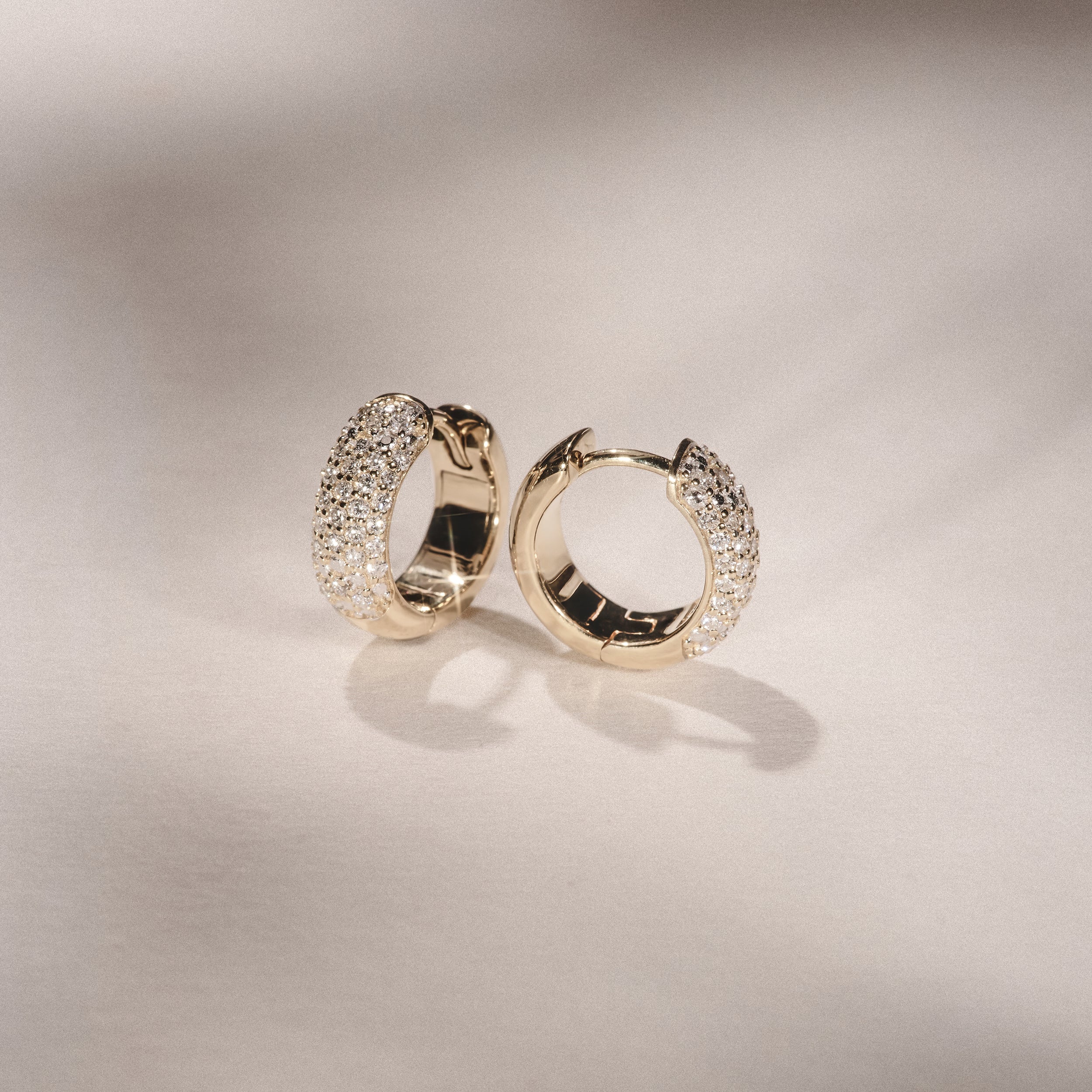 Micro Pave Huggies Lab Diamond Earrings 0.55ct in 18k Gold Vermeil - Image 2