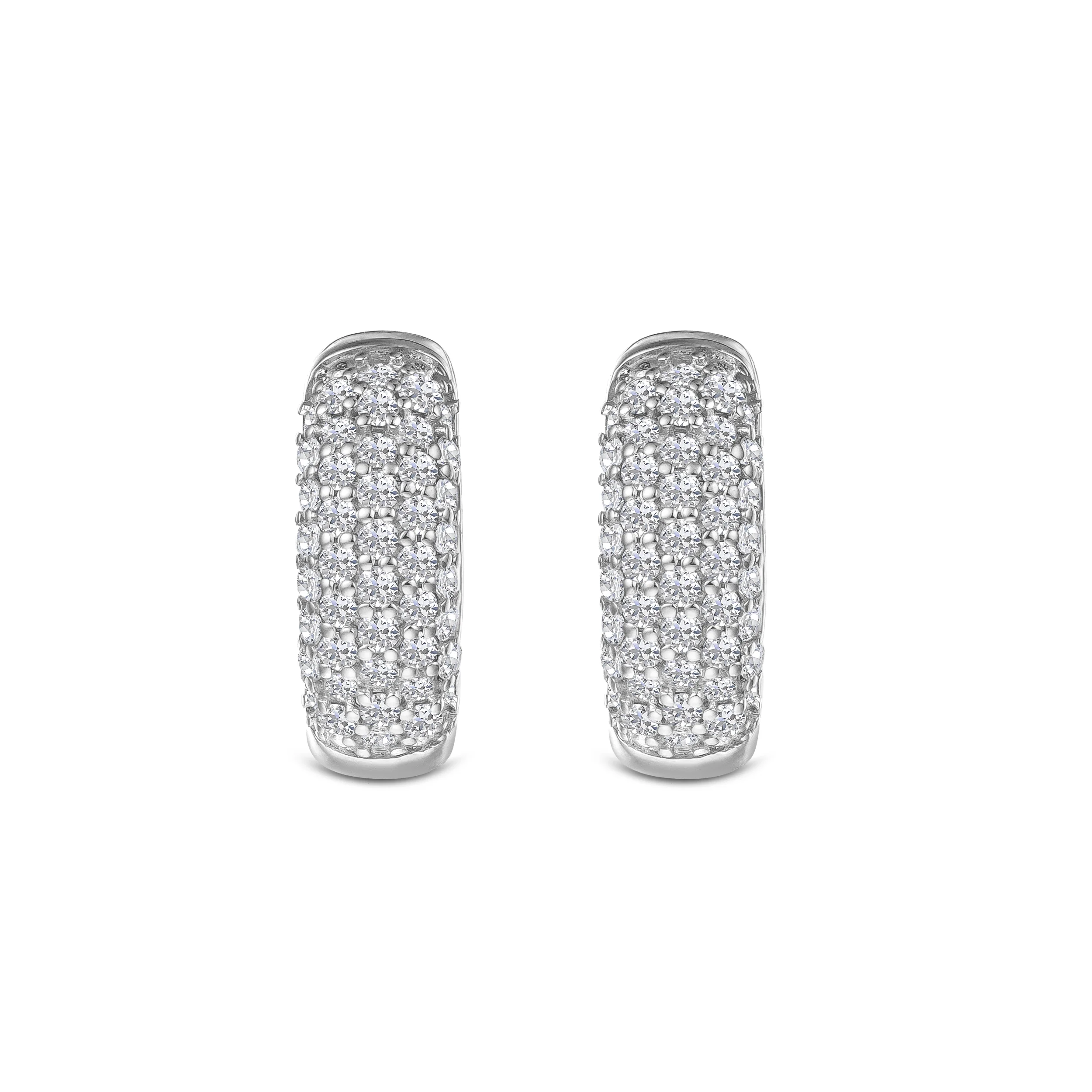 Micro Pave Huggies Lab Diamond Earrings 0.55ct in 925 Silver