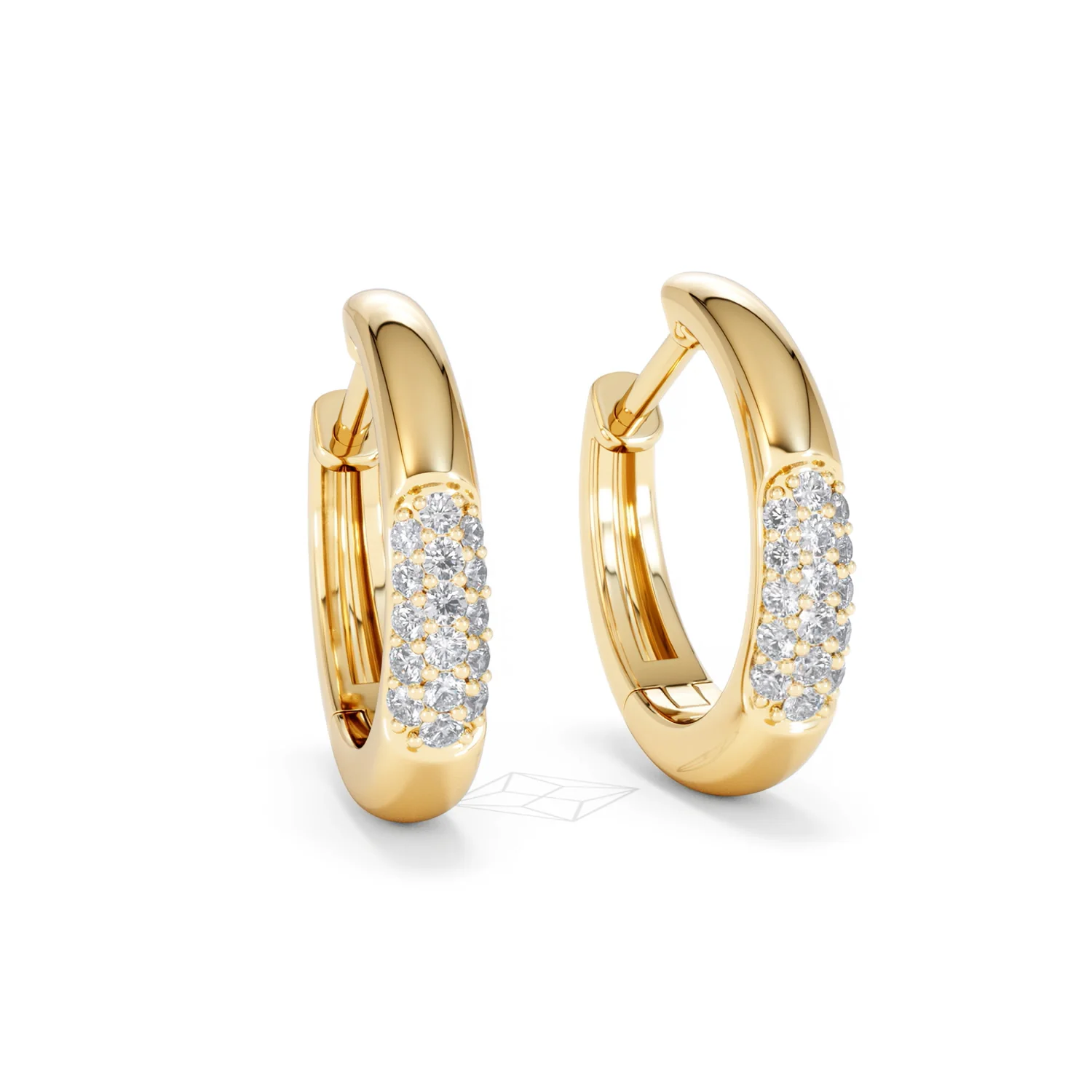 Short Micro Pavé Huggies Lab Diamond Earrings 0.25ct in 18K Gold Vermeil - Image 14