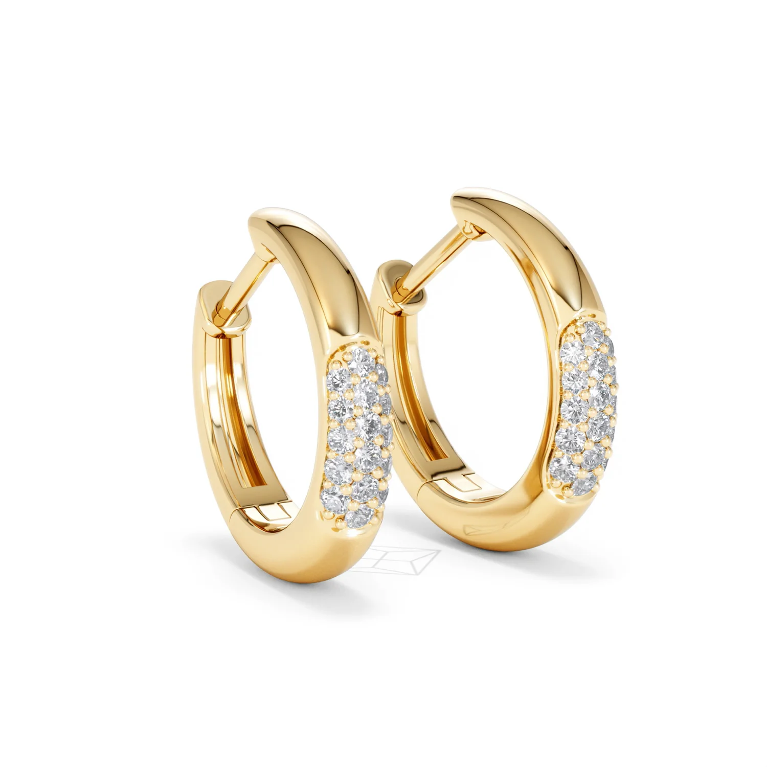 Short Micro Pavé Huggies Lab Diamond Earrings 0.25ct in 18K Gold Vermeil - Image 17