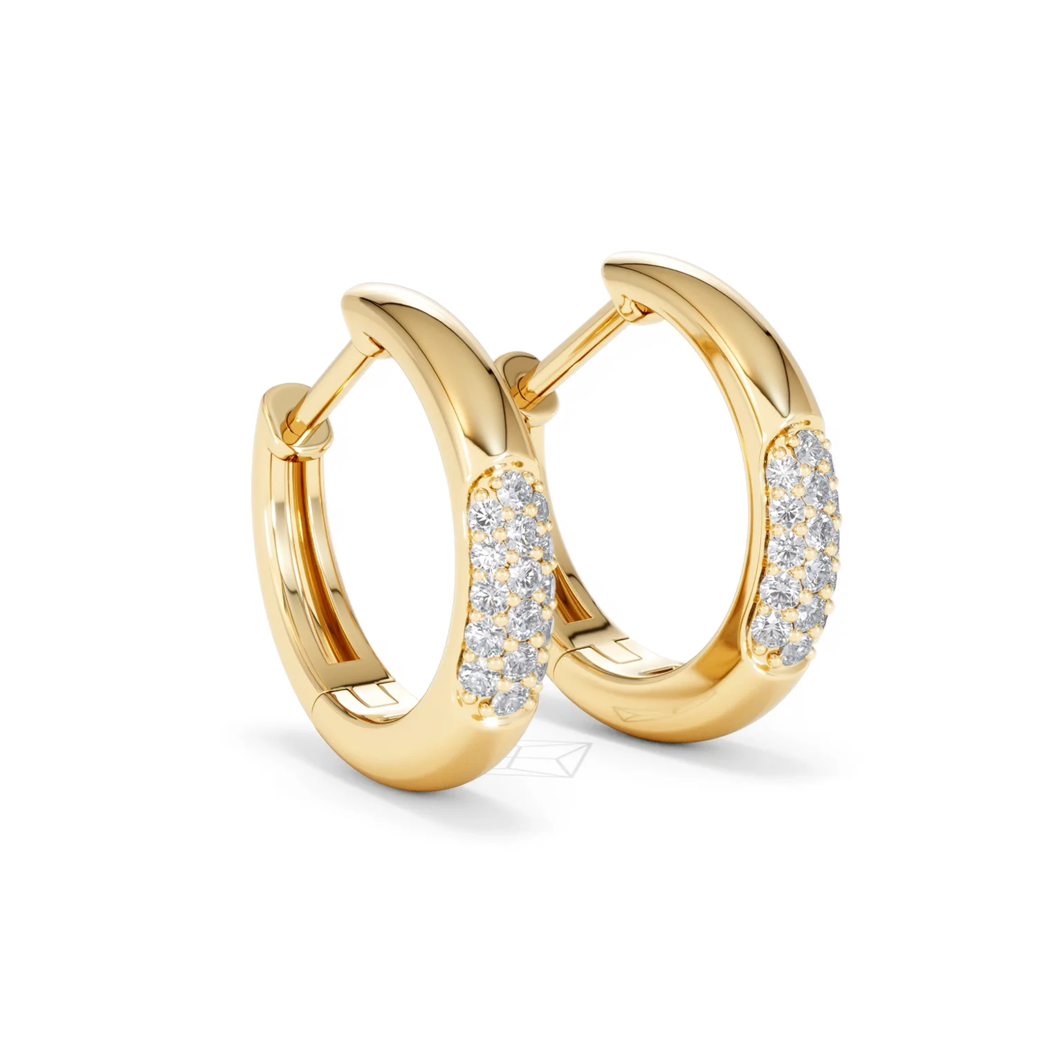Short Micro Pavé Huggies Lab Diamond Earrings 0.25ct in 18K Gold Vermeil - Image 18