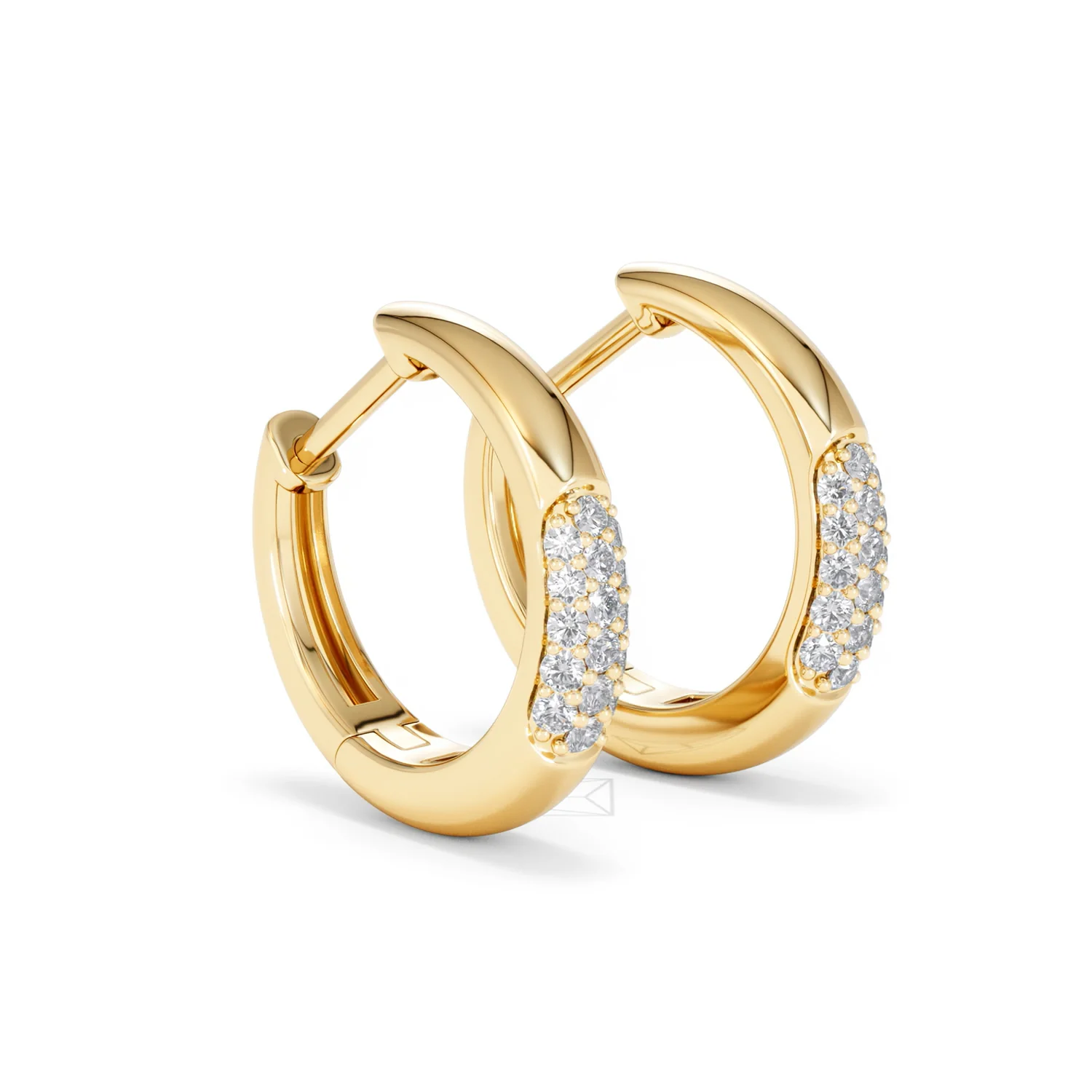 Short Micro Pavé Huggies Lab Diamond Earrings 0.25ct in 18K Gold Vermeil - Image 20