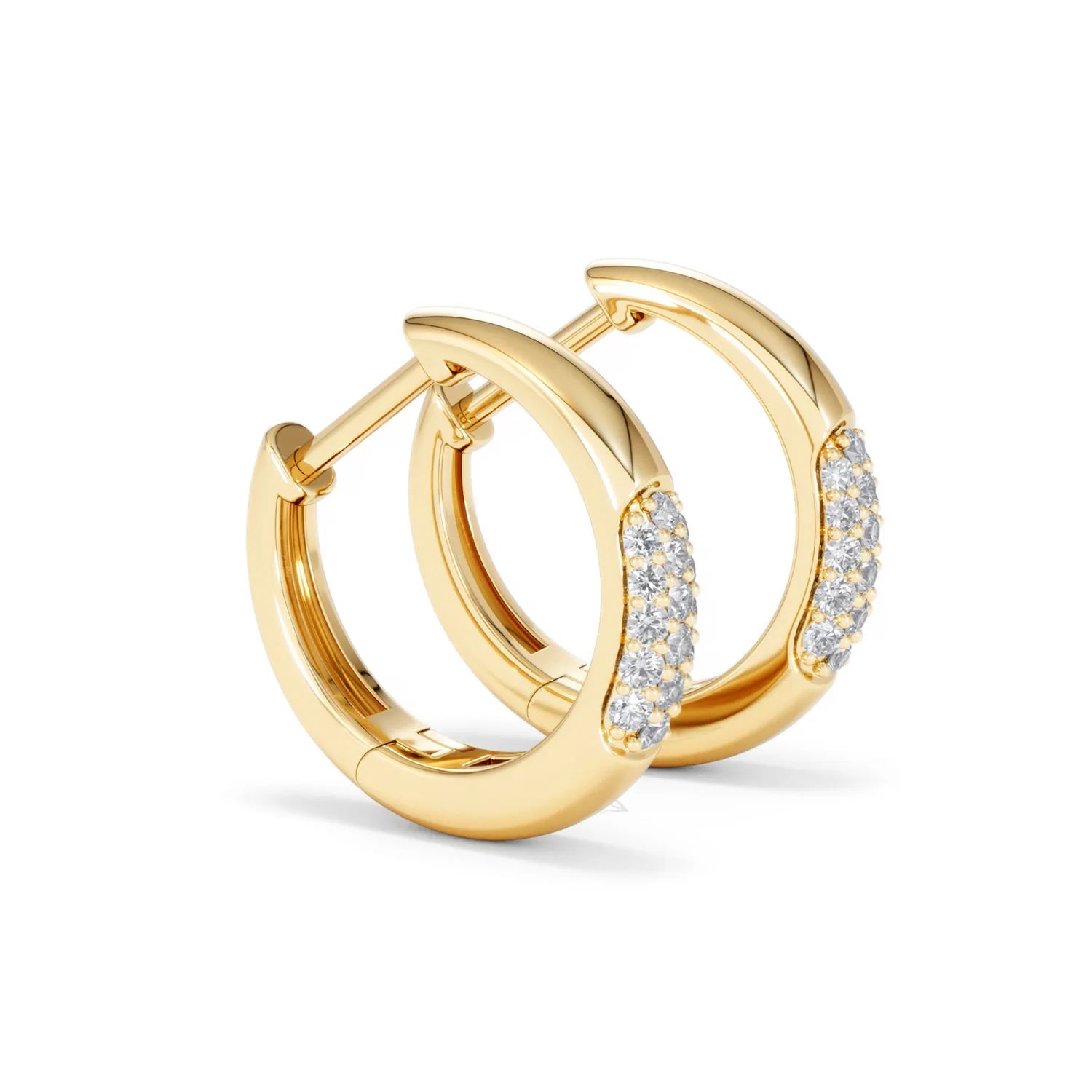 Short Micro Pavé Huggies Lab Diamond Earrings 0.25ct in 18K Gold Vermeil - Image 23