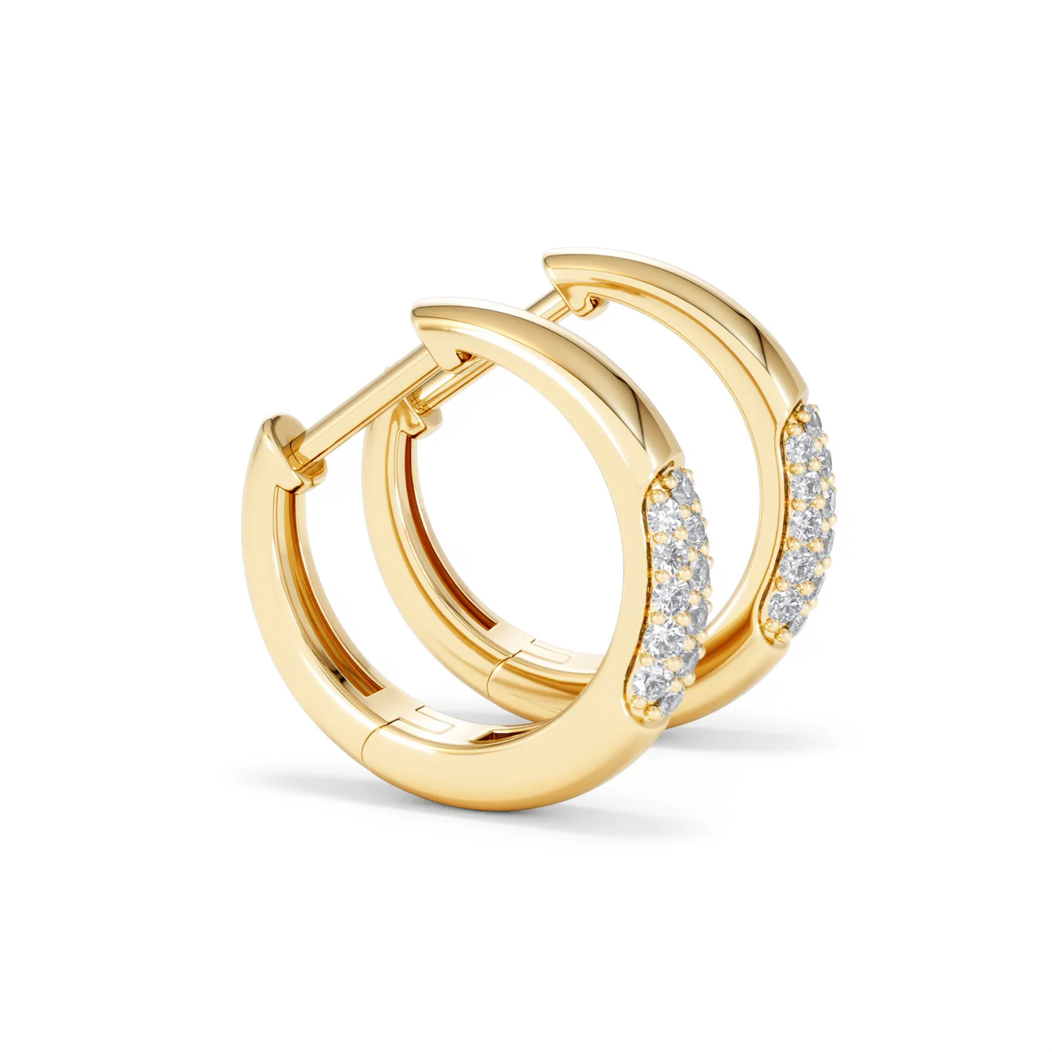 Short Micro Pavé Huggies Lab Diamond Earrings 0.25ct in 18K Gold Vermeil - Image 25