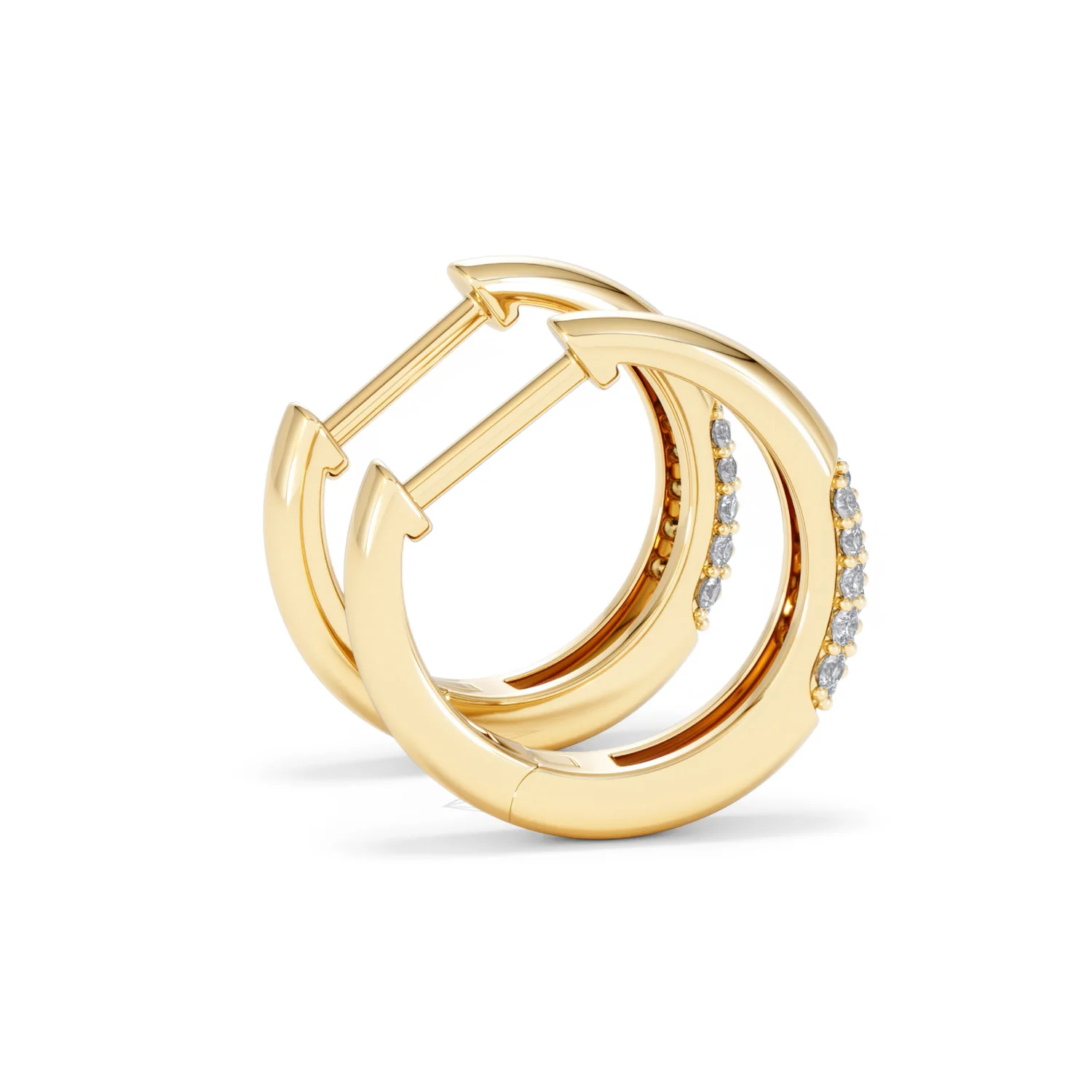 Short Micro Pavé Huggies Lab Diamond Earrings 0.25ct in 18K Gold Vermeil - Image 34